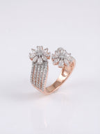 Double Flower Bypass Statement Ring