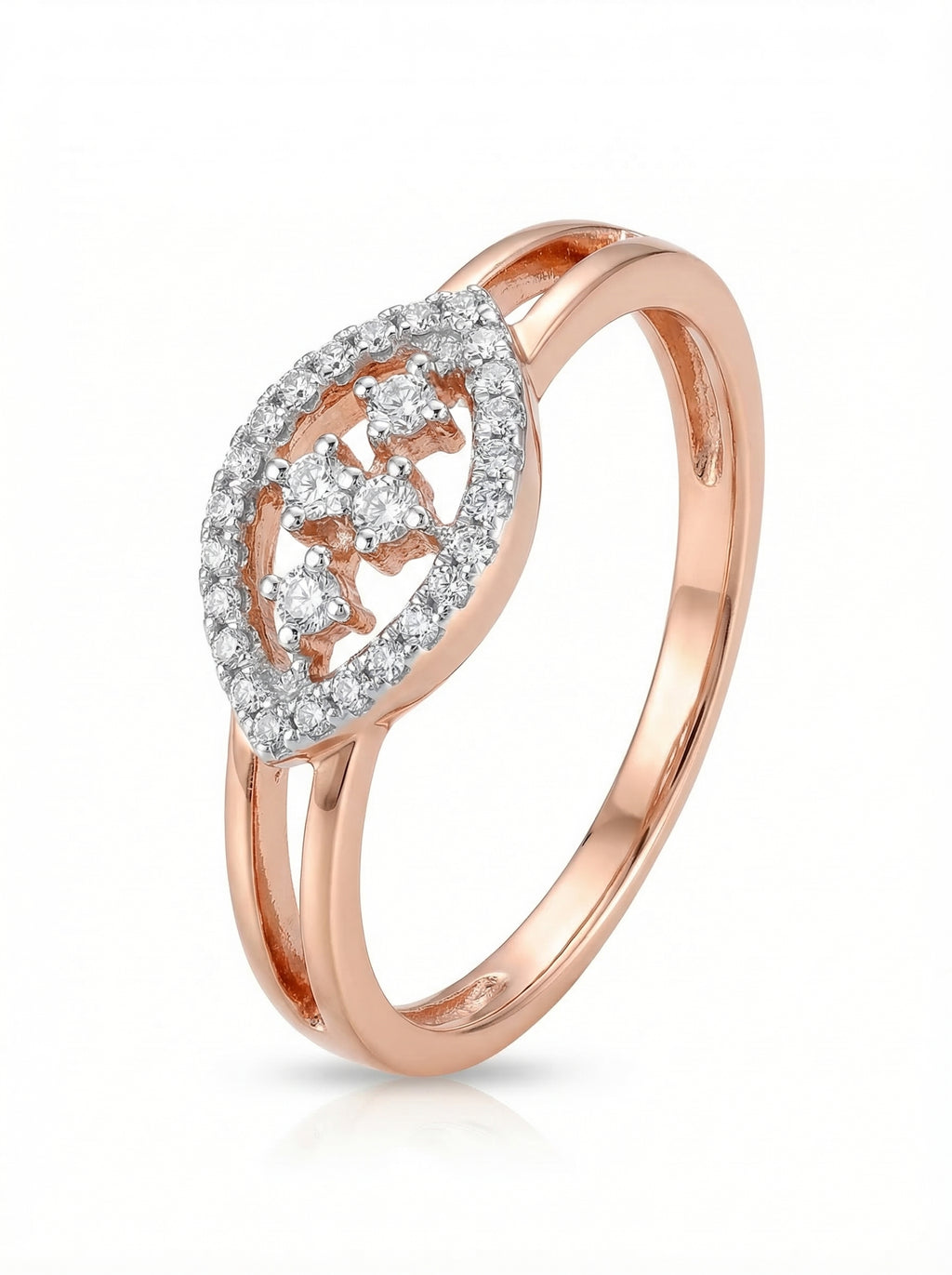 Marquise Halo Cluster Silver Ring