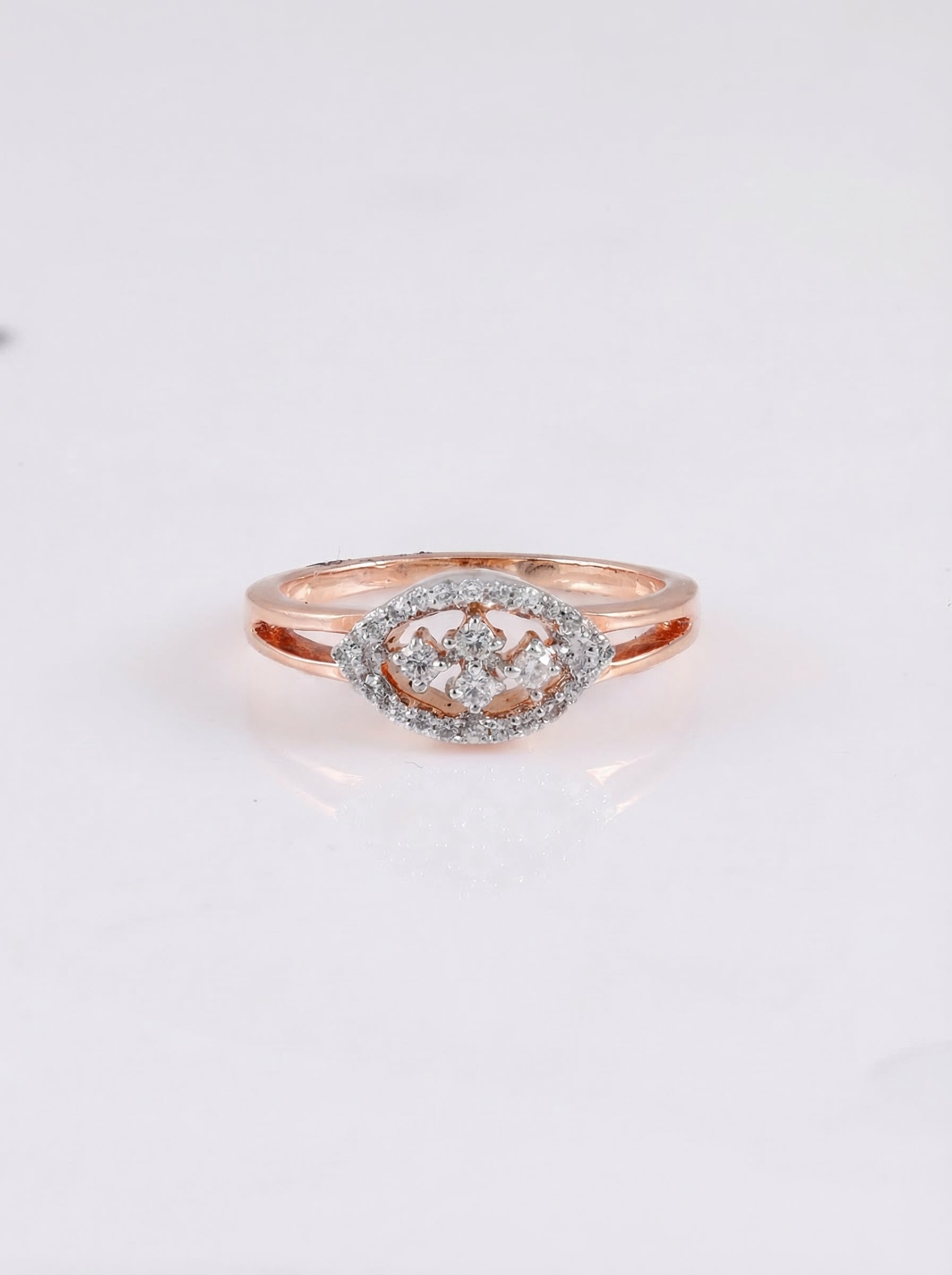 Marquise Halo Cluster Silver Ring