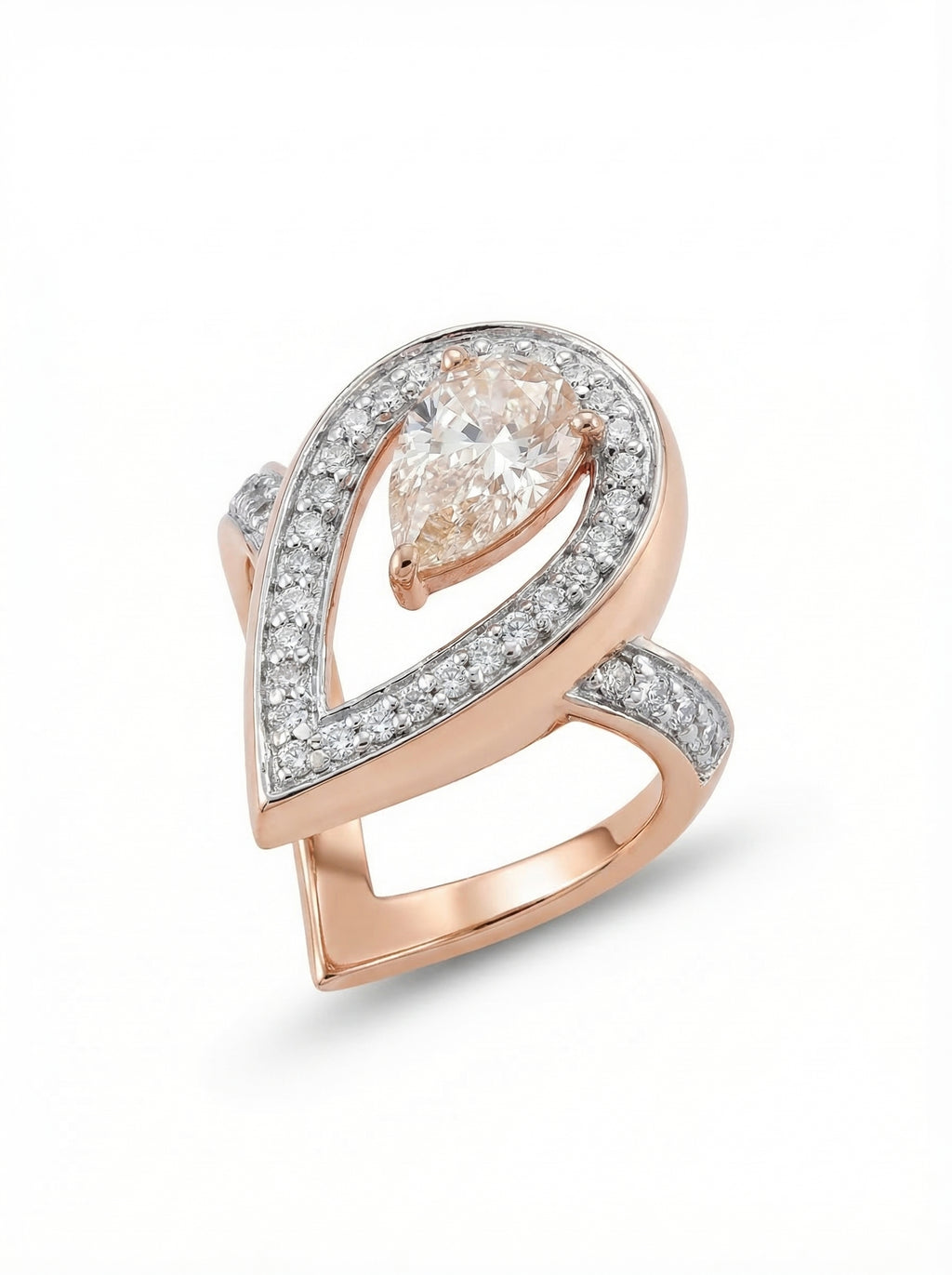 Champagne Pear Sculptural Ring