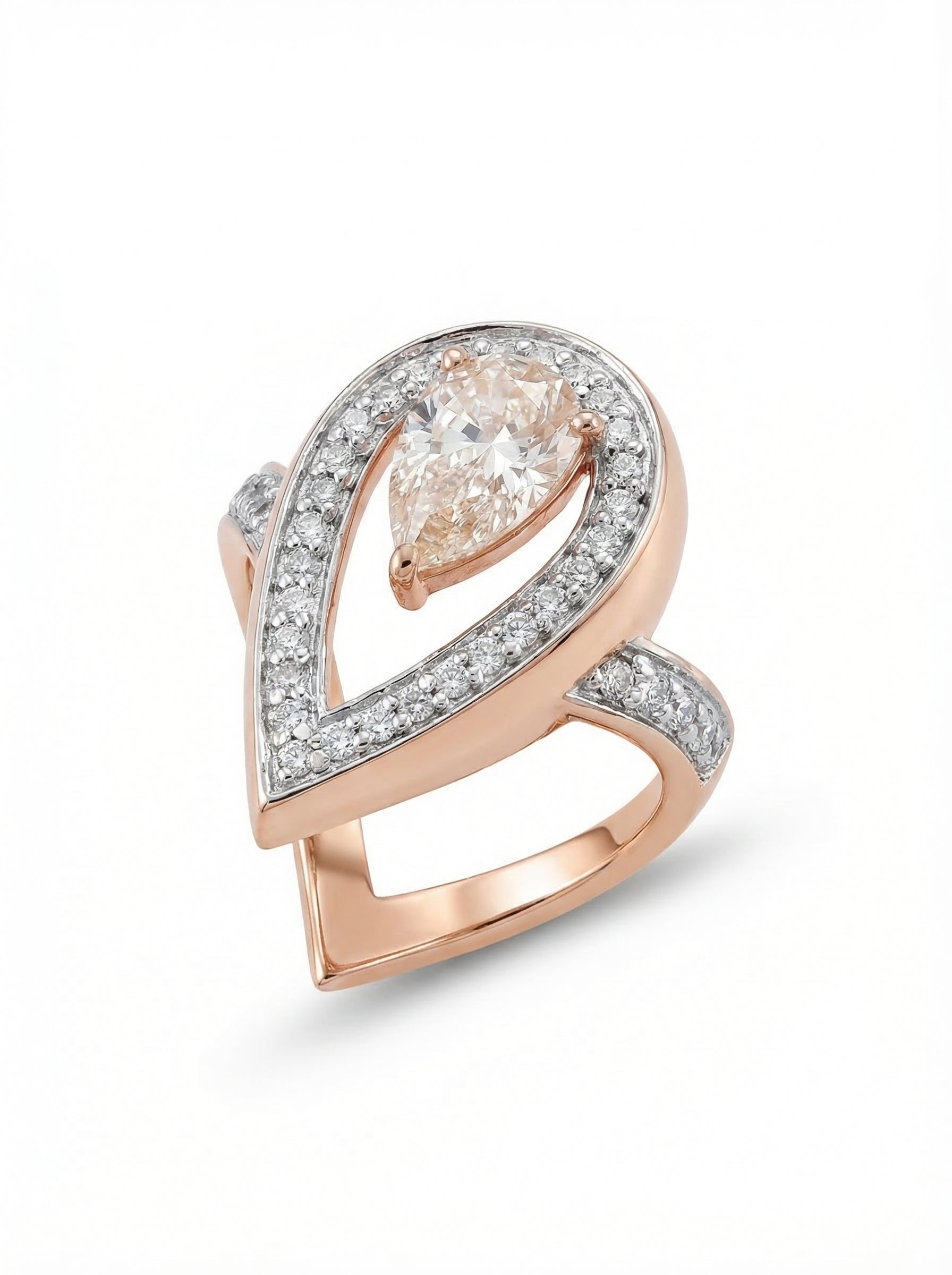 Champagne Pear Sculptural Ring