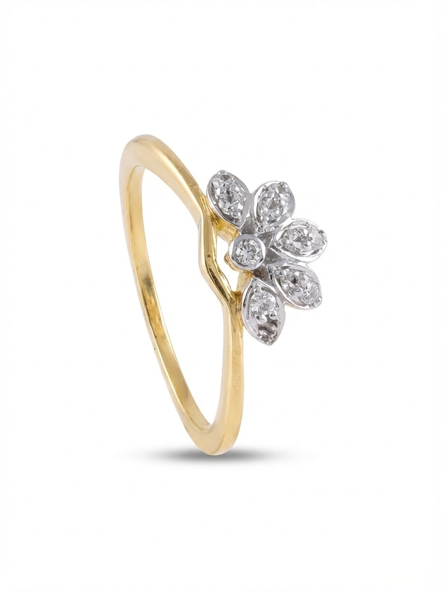 Crystal Petal Chevron Ring