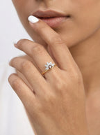 Crystal Petal Chevron Ring