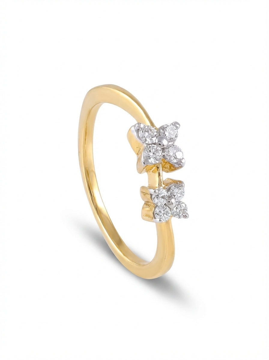 Double Floral Moissanite Ring