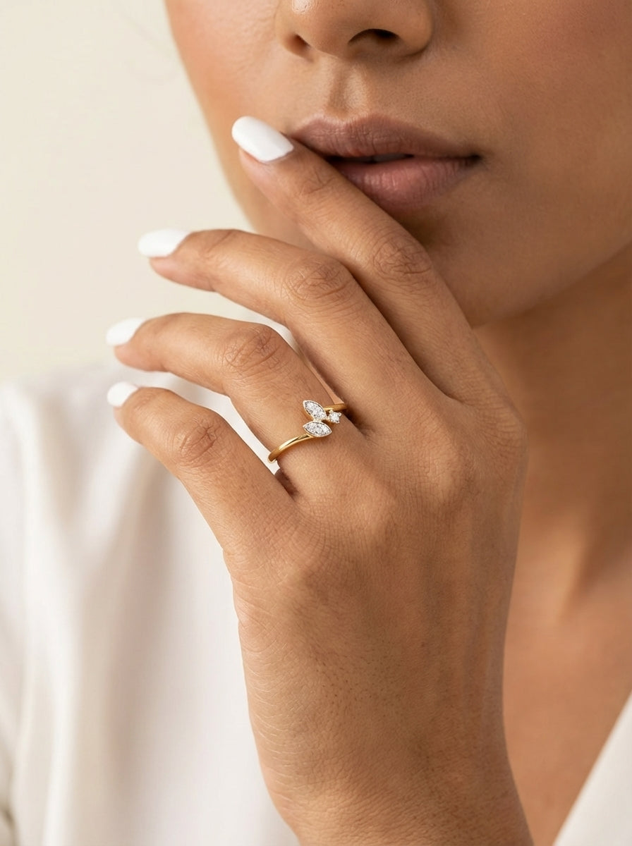 Marquise Petal Silver Ring