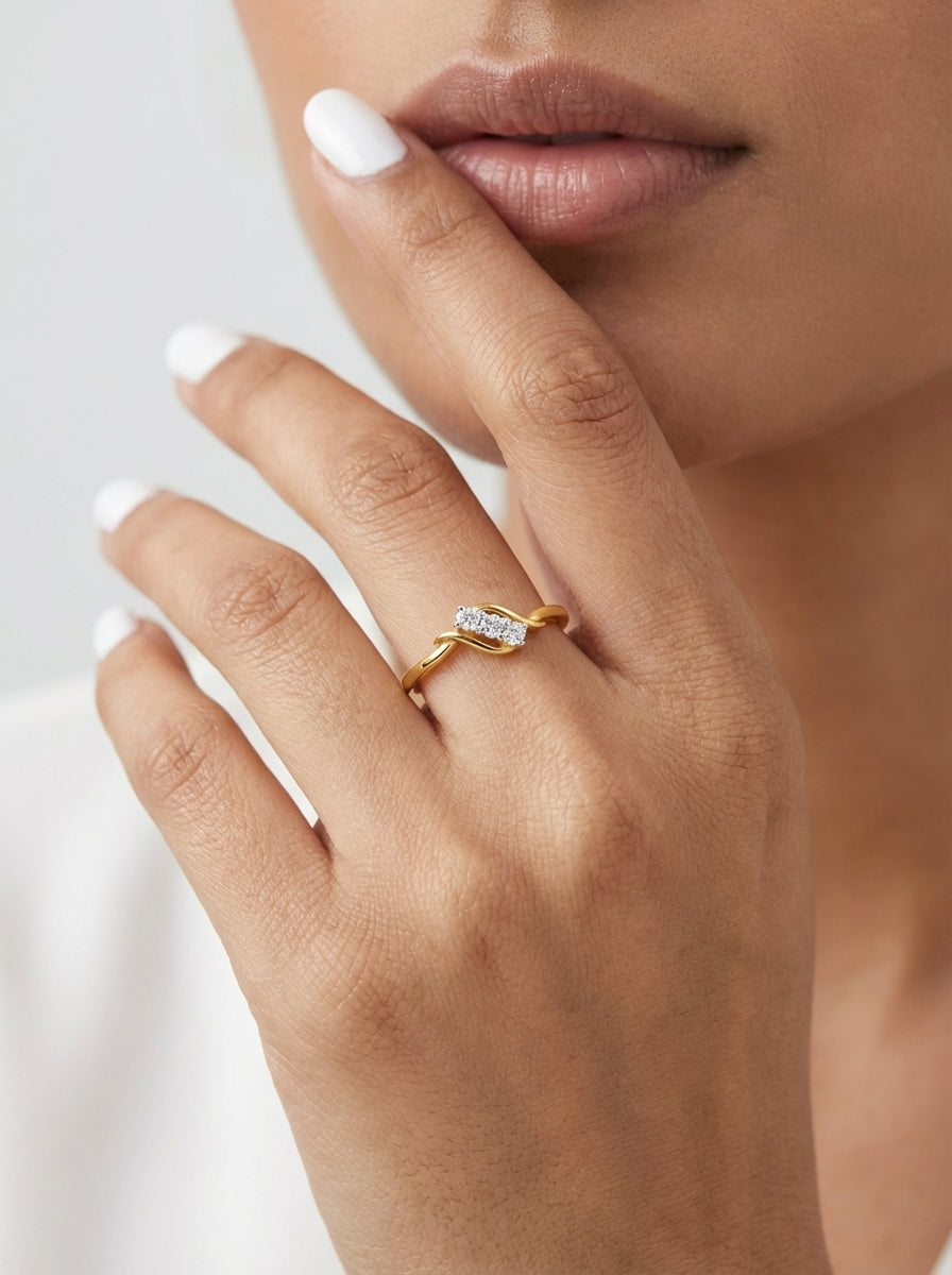 Twisted Trio Moissanite Ring