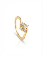 Gold Floral Cluster Bypass Ring