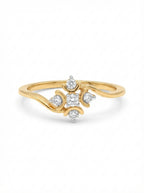 Gold Floral Cluster Bypass Ring
