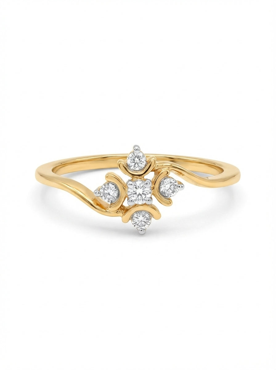 Gold Floral Cluster Bypass Ring