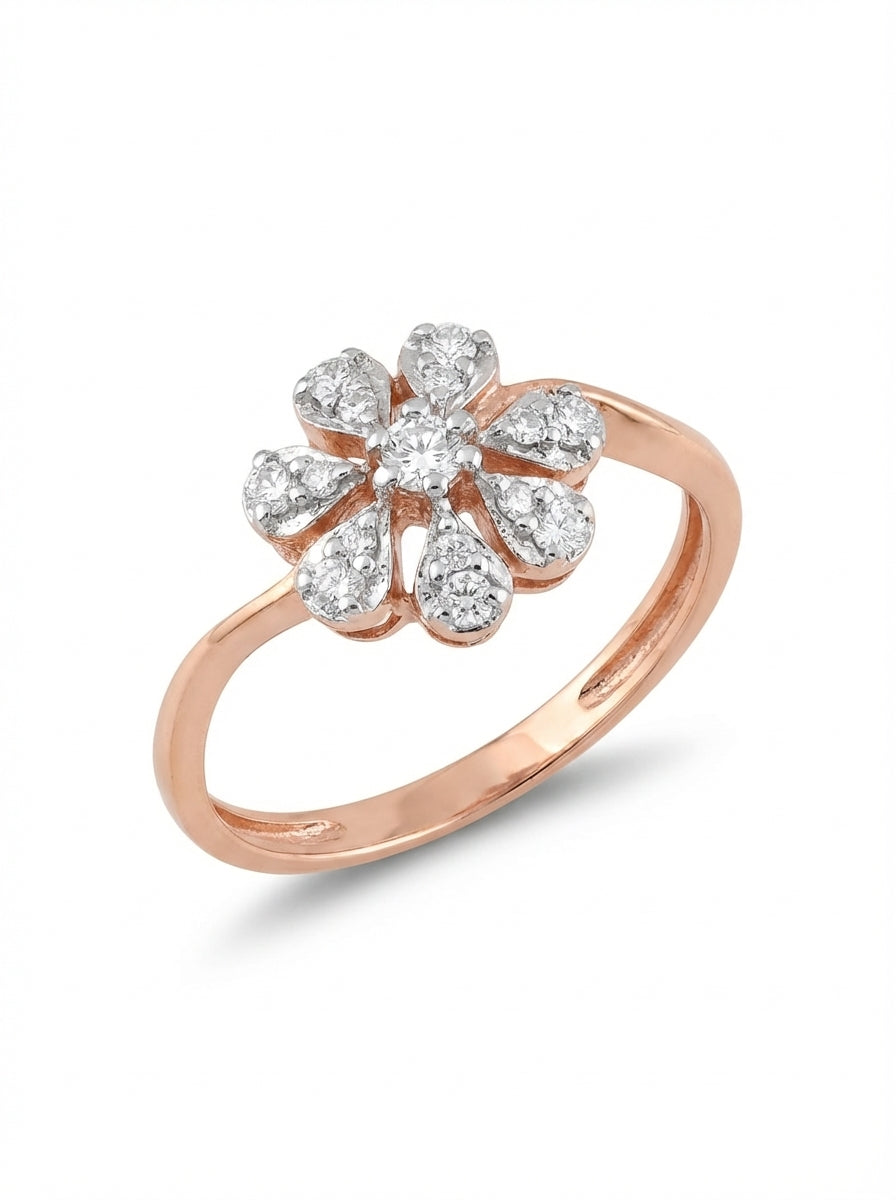 Crystal Daisy Silver Ring