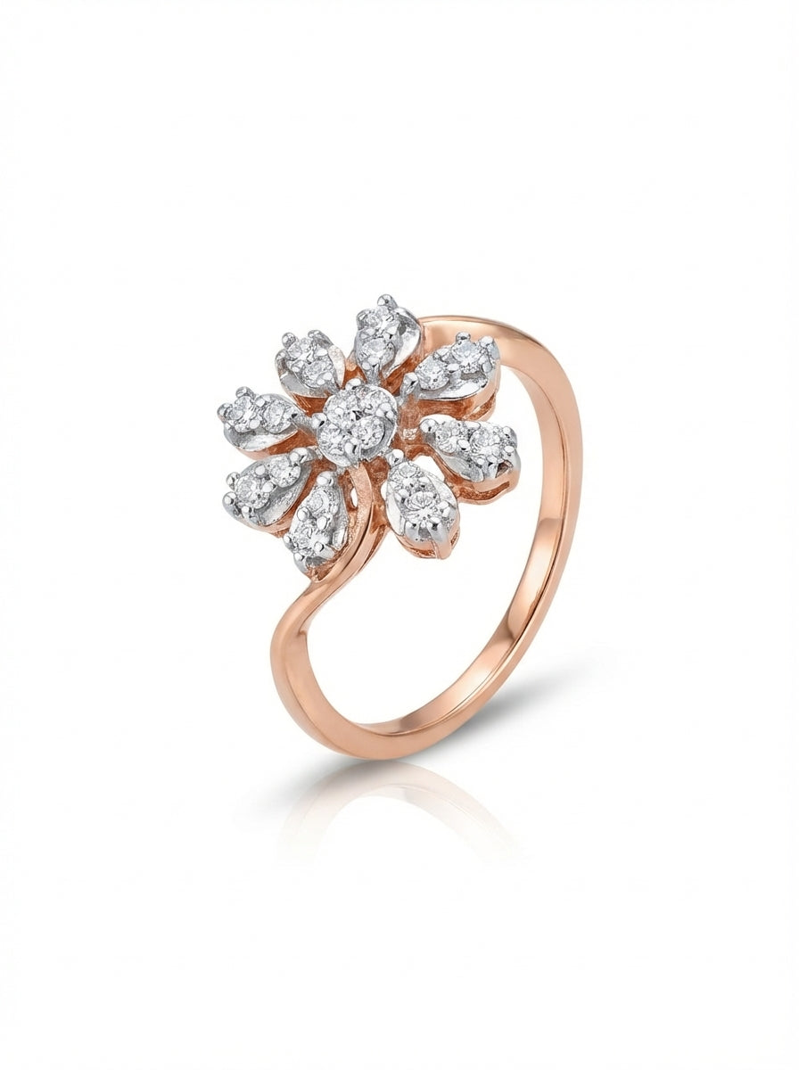 Crystal Daisy Silver Ring