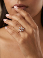 Crystal Daisy Silver Ring