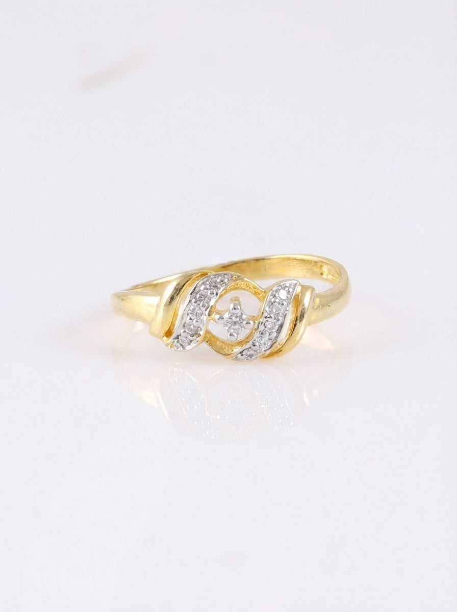 Wave Solitaire Silver Ring