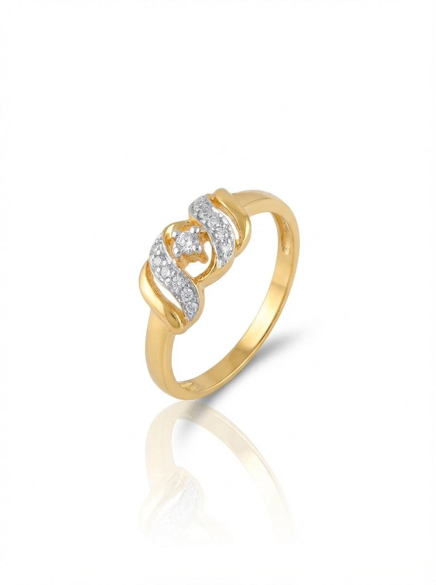 Wave Solitaire Silver Ring