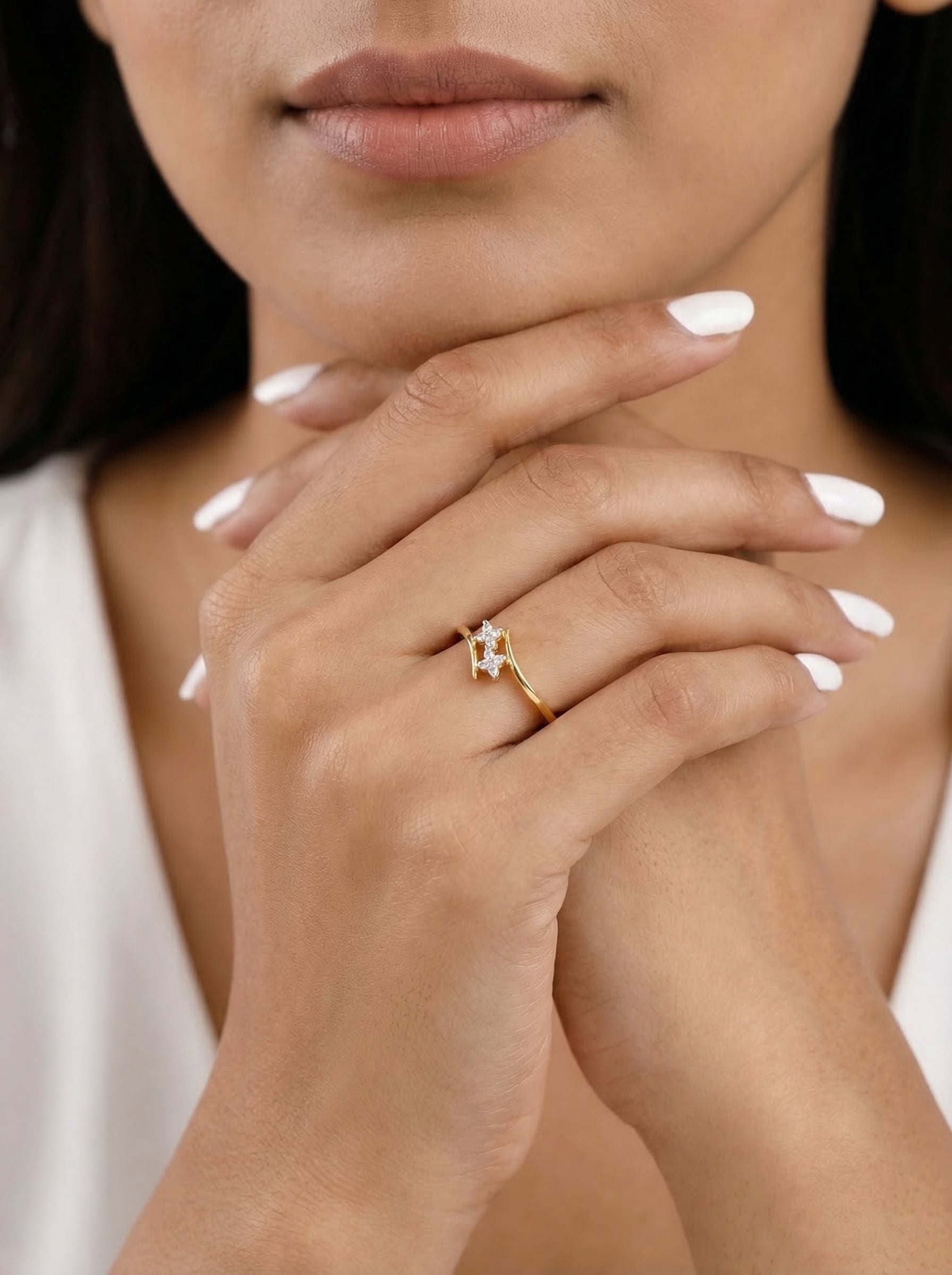 Twin Bloom Moissanite Ring