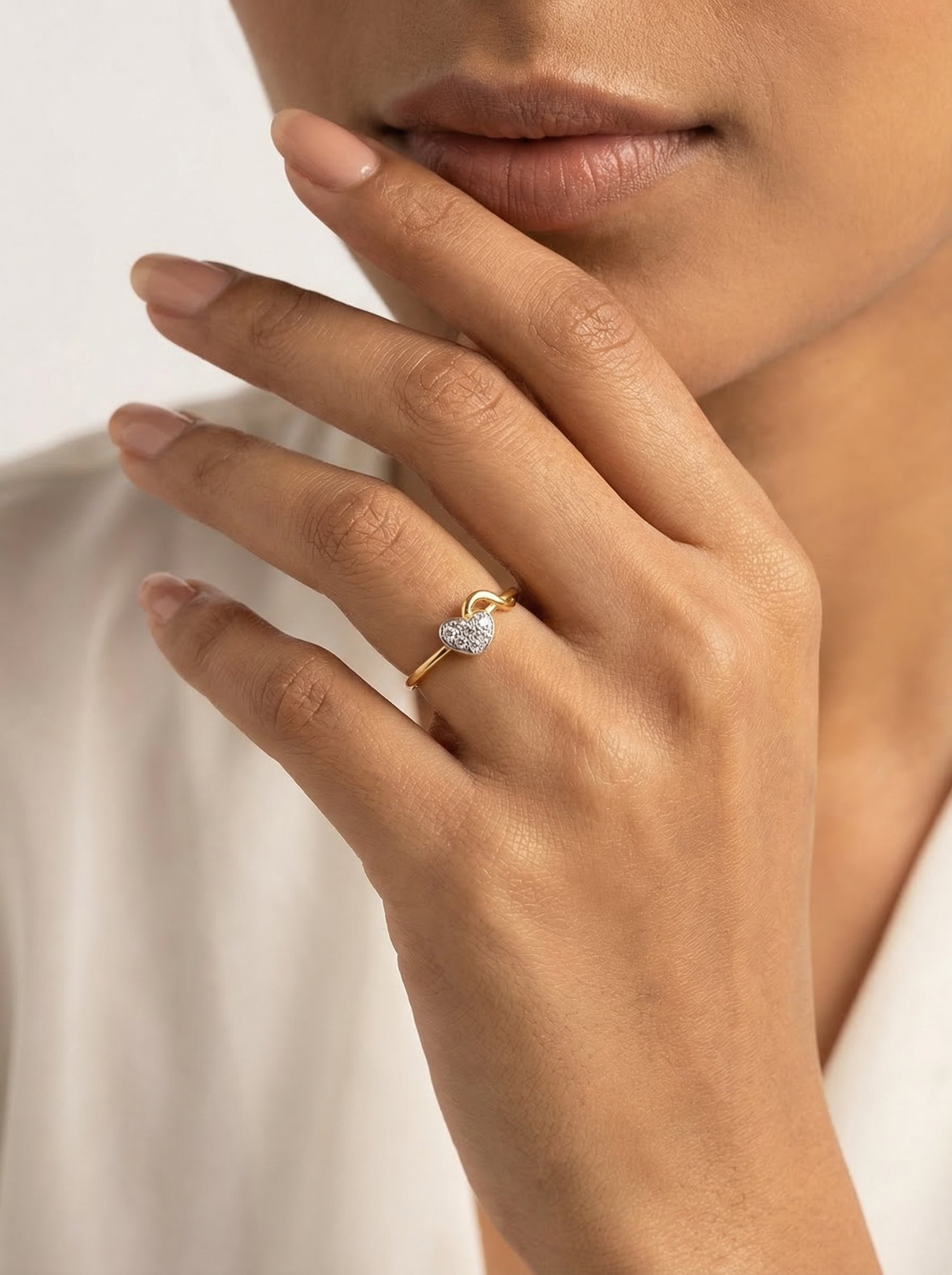 Pavé Heart Charm Ring