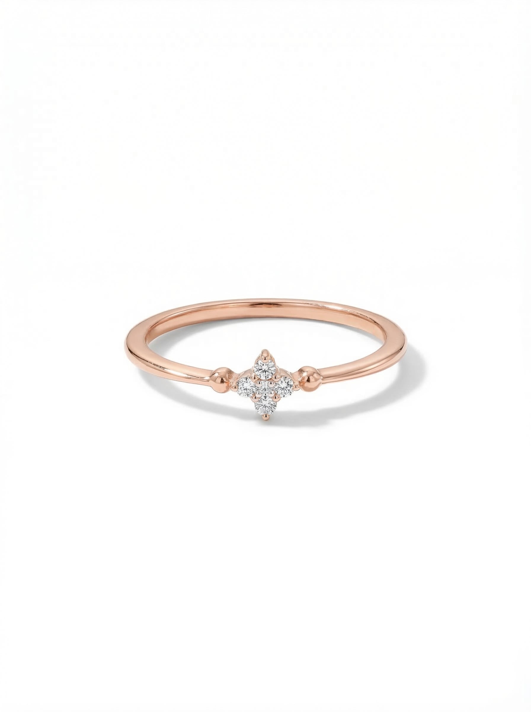 Quatrefoil Crystal Silver Ring
