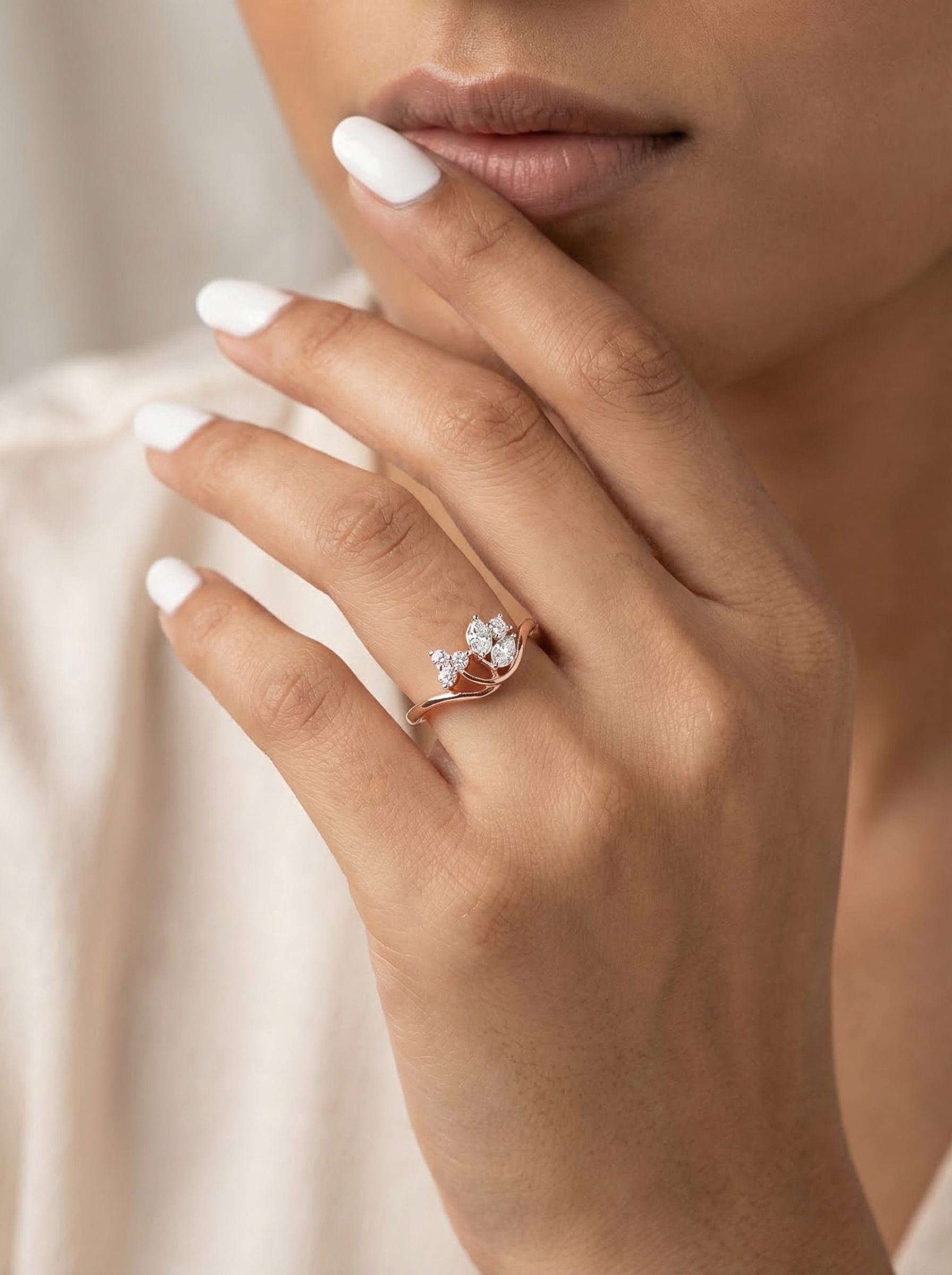 Scattered Crystal Silver Ring