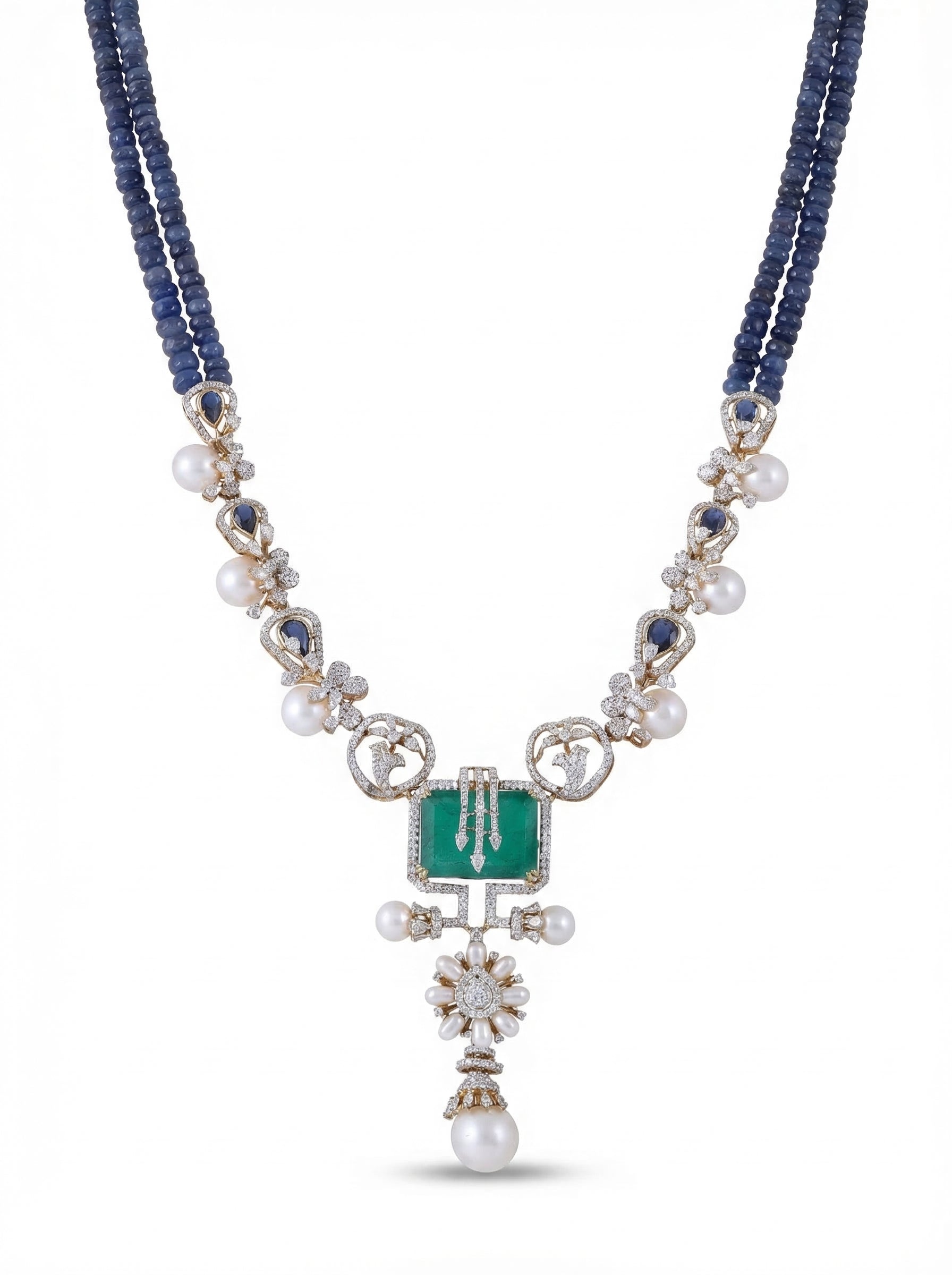 Sapphire Emerald Pearl Set
