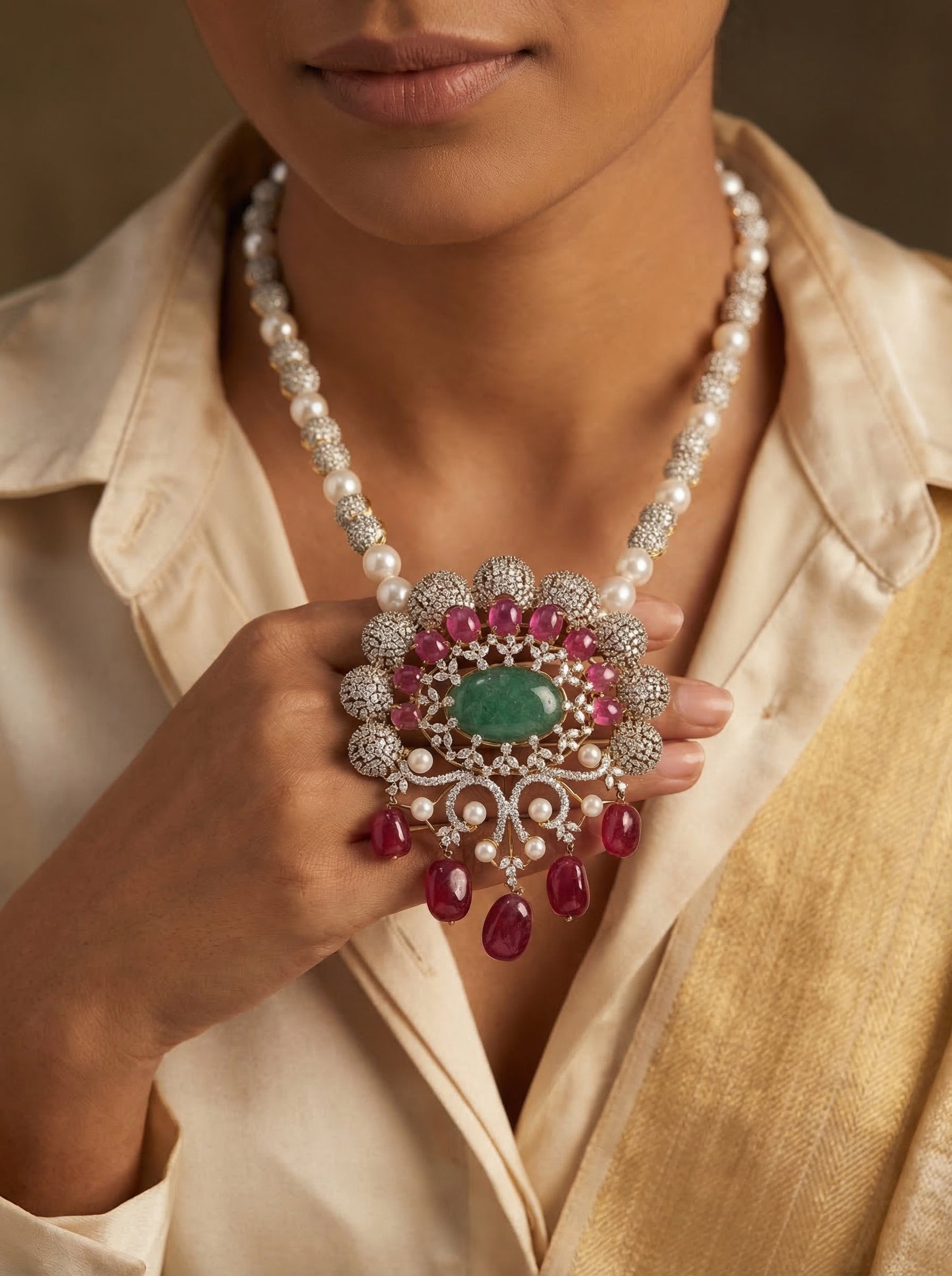 Emerald Ruby Bridal Set