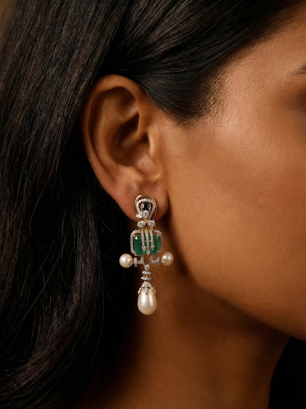 Sapphire Emerald Pearl Set