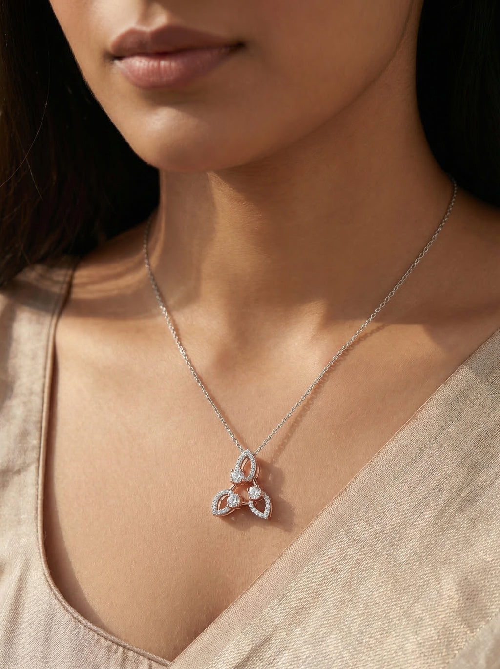 Trinity Crystal Silver Pendant