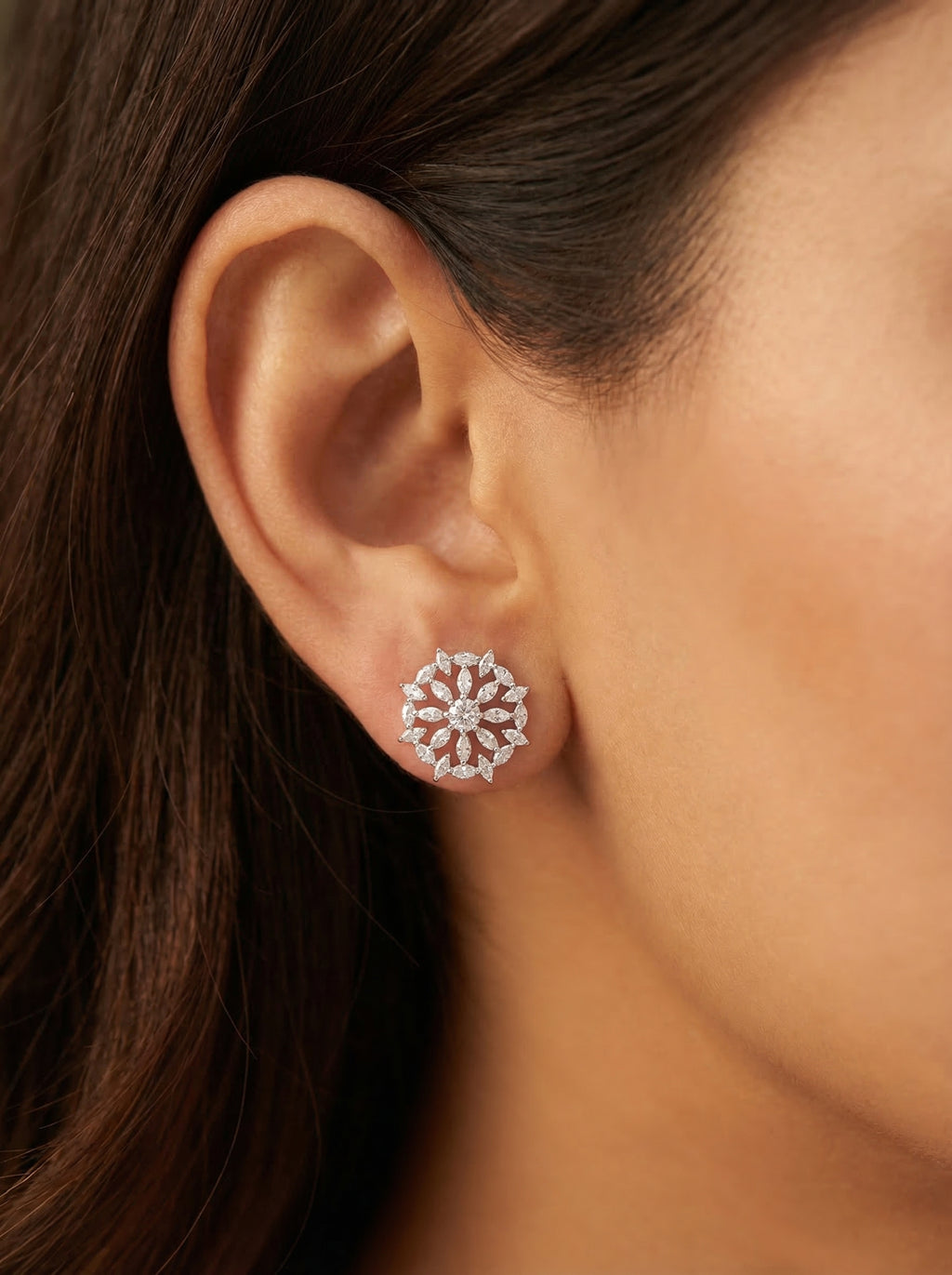 Snowflake Marquise Crystal Studs