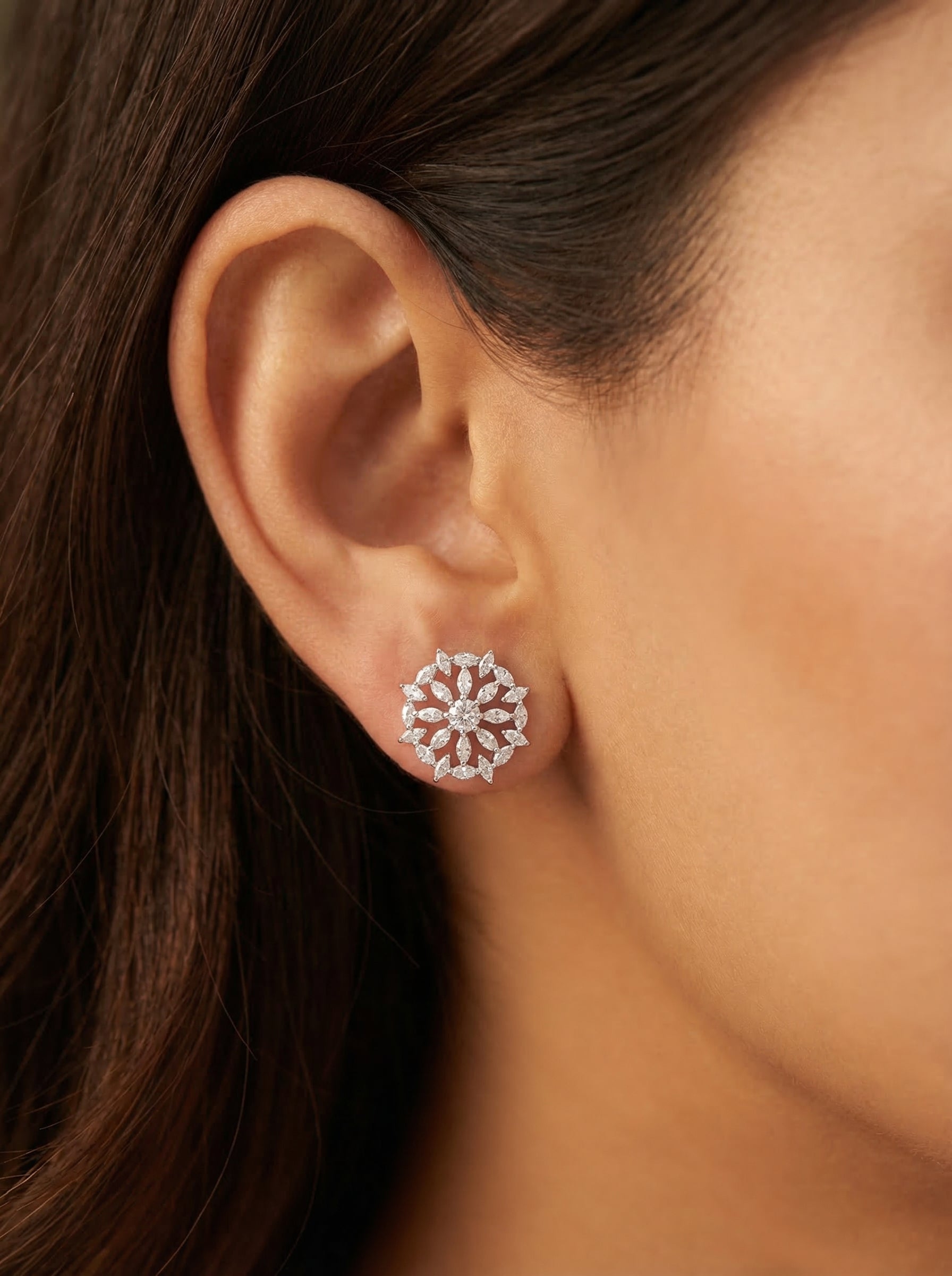 Snowflake Marquise Crystal Studs