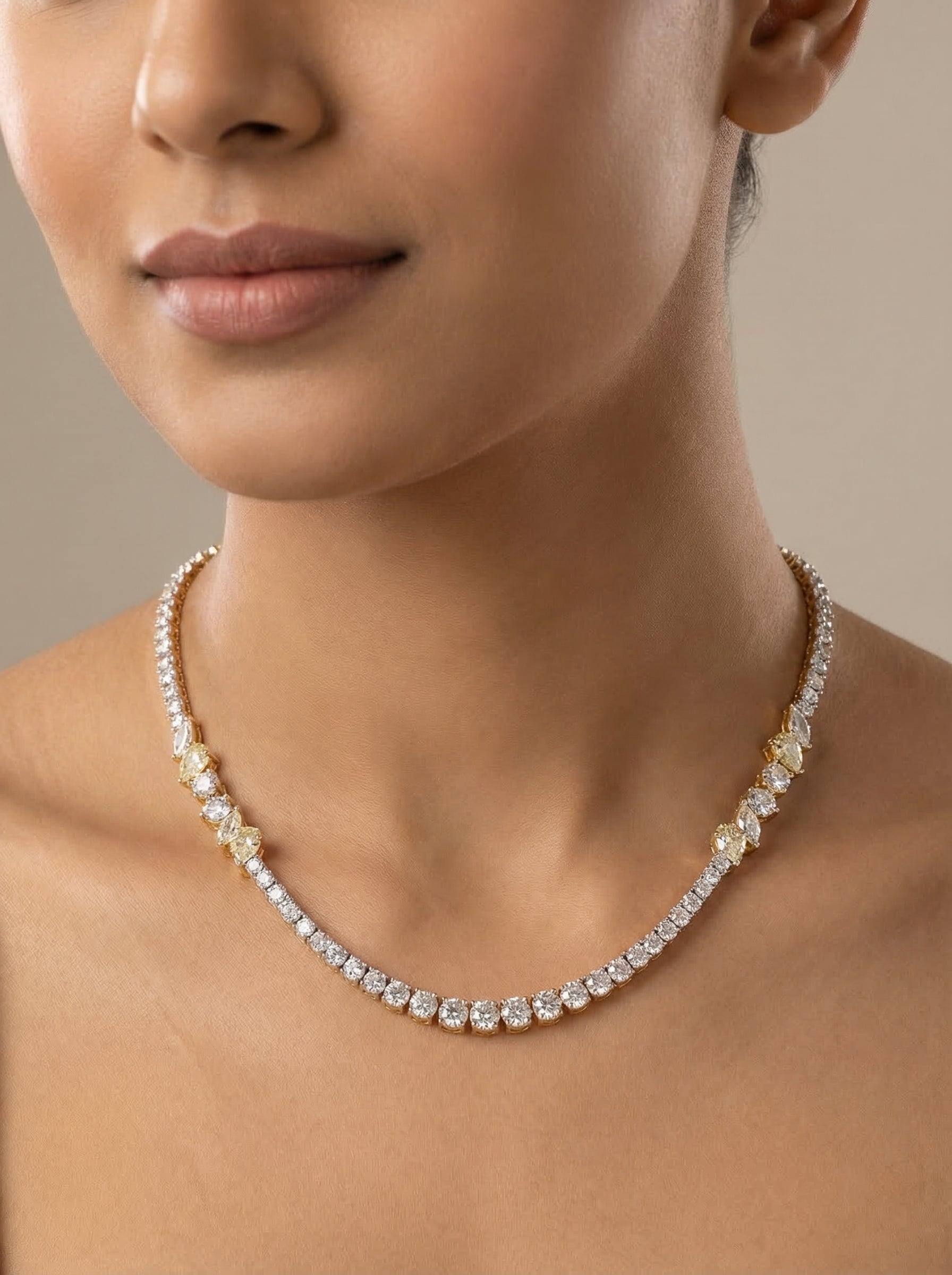 Graduating Mixed-Cut Tennis Necklace