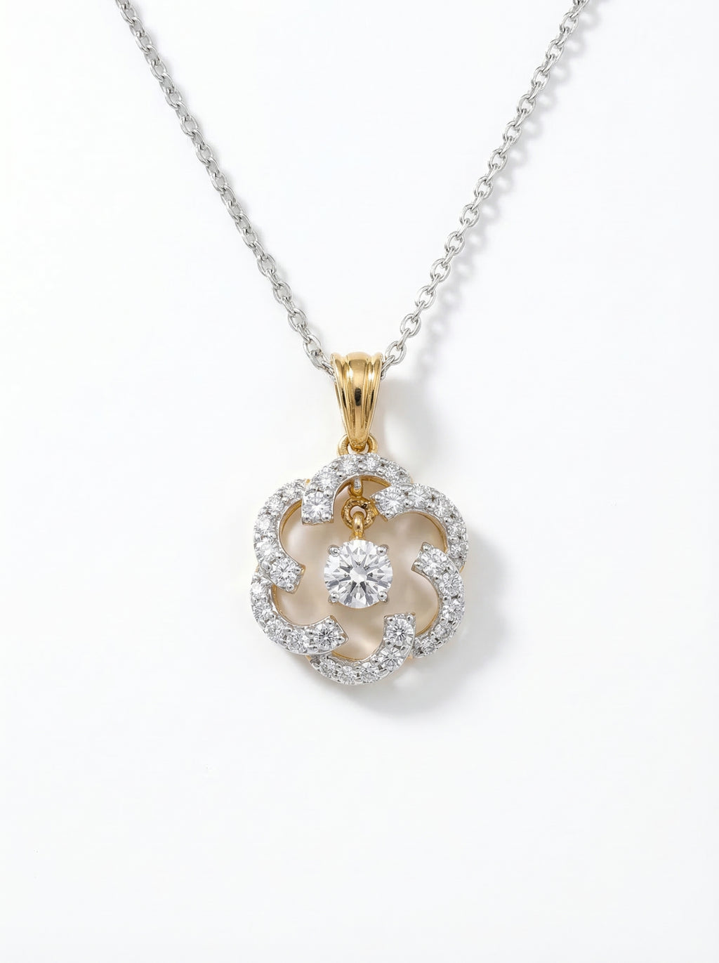 Floating Solitaire Floral Pendant