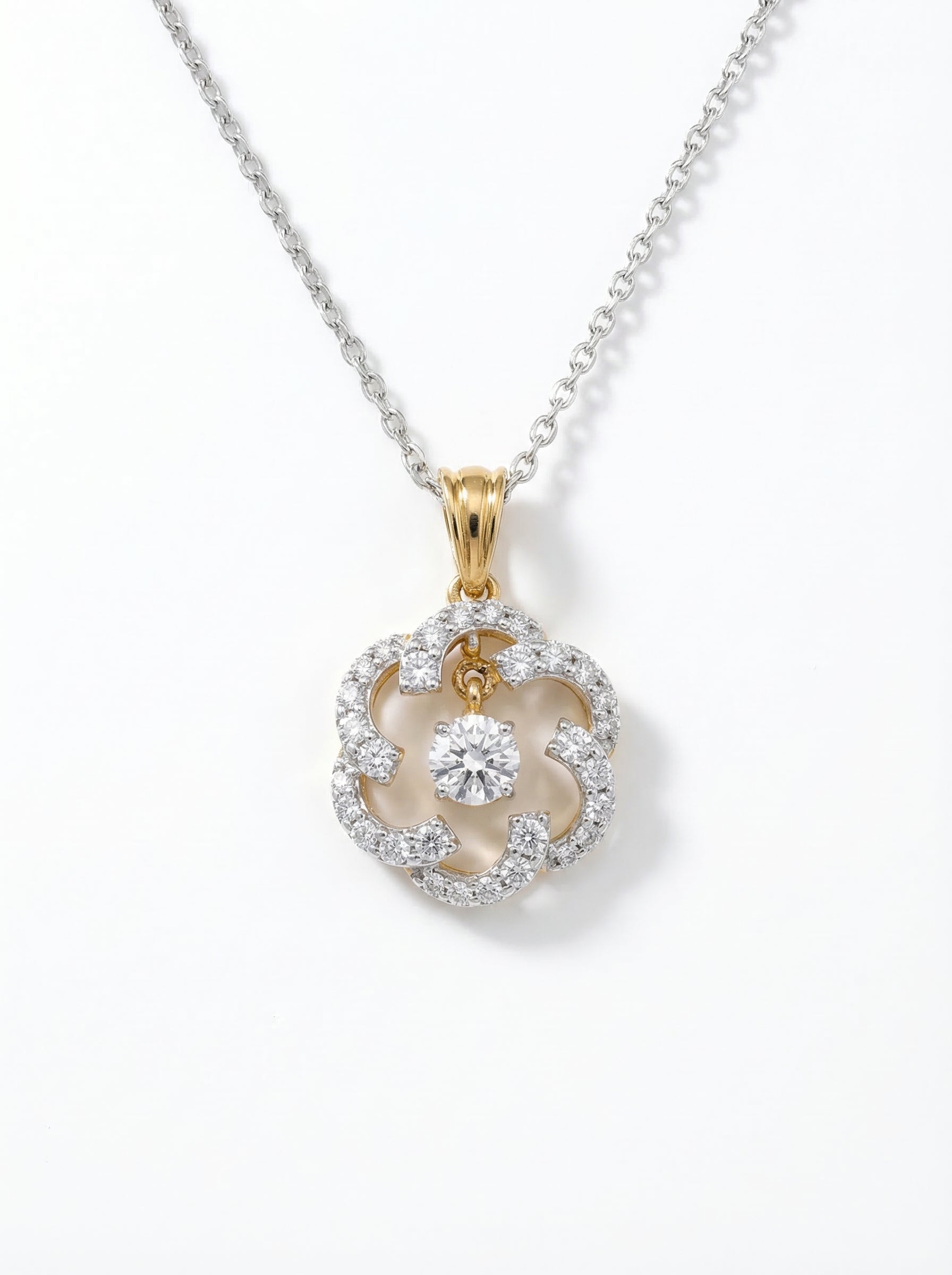 Floating Solitaire Floral Pendant