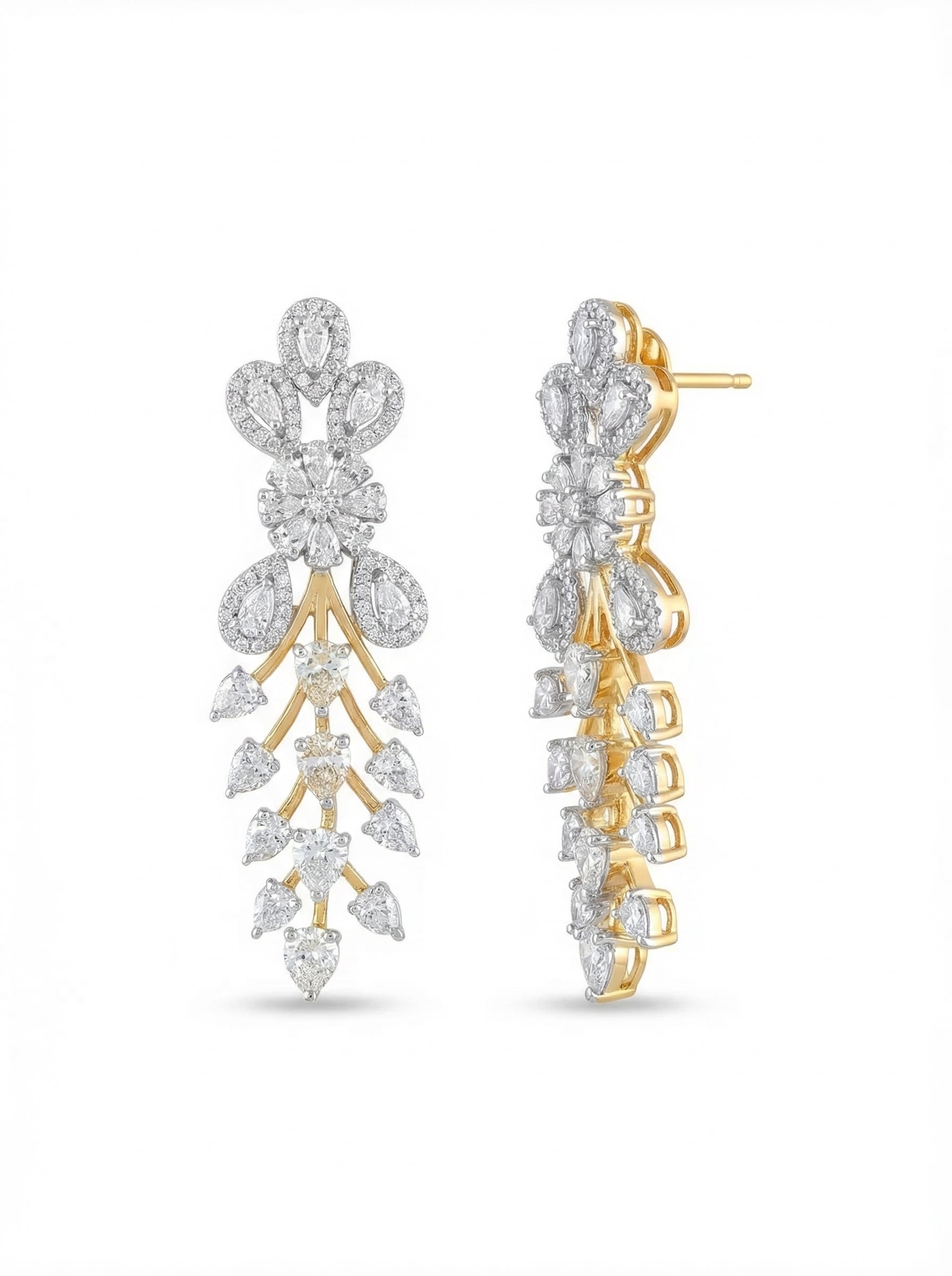 Crystal Floral Vine Drop Earrings