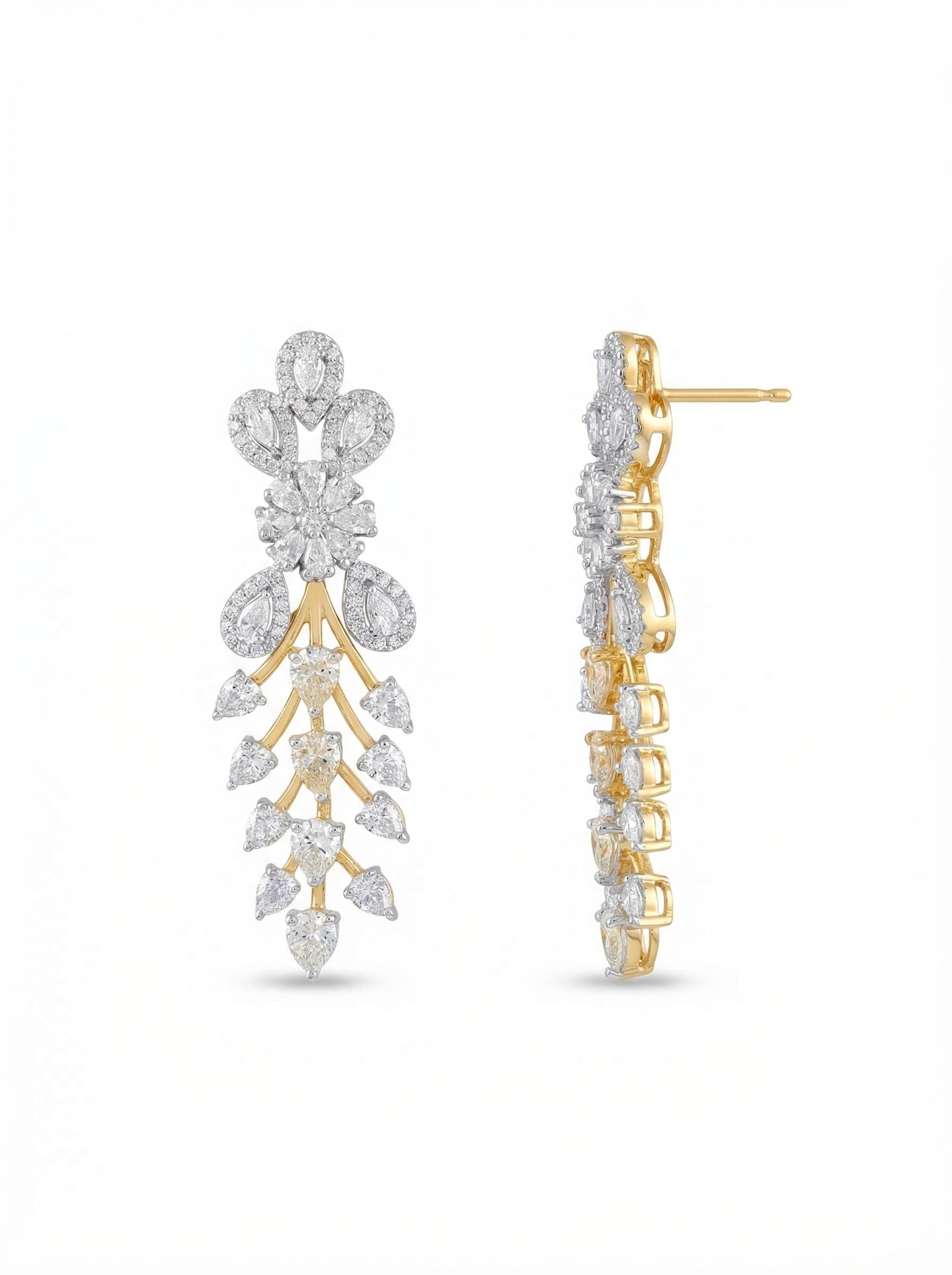 Crystal Floral Vine Drop Earrings