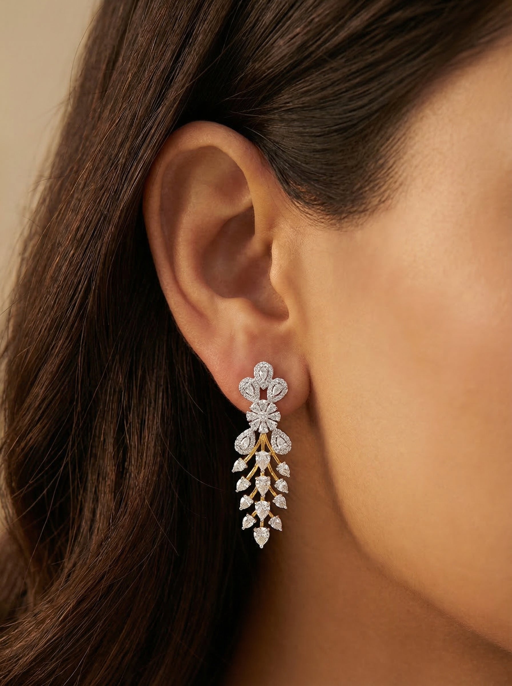 Crystal Floral Vine Drop Earrings