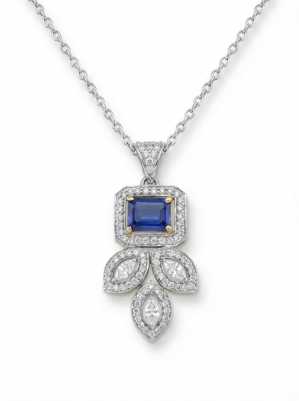 Sapphire Fleur Crystal Pendant