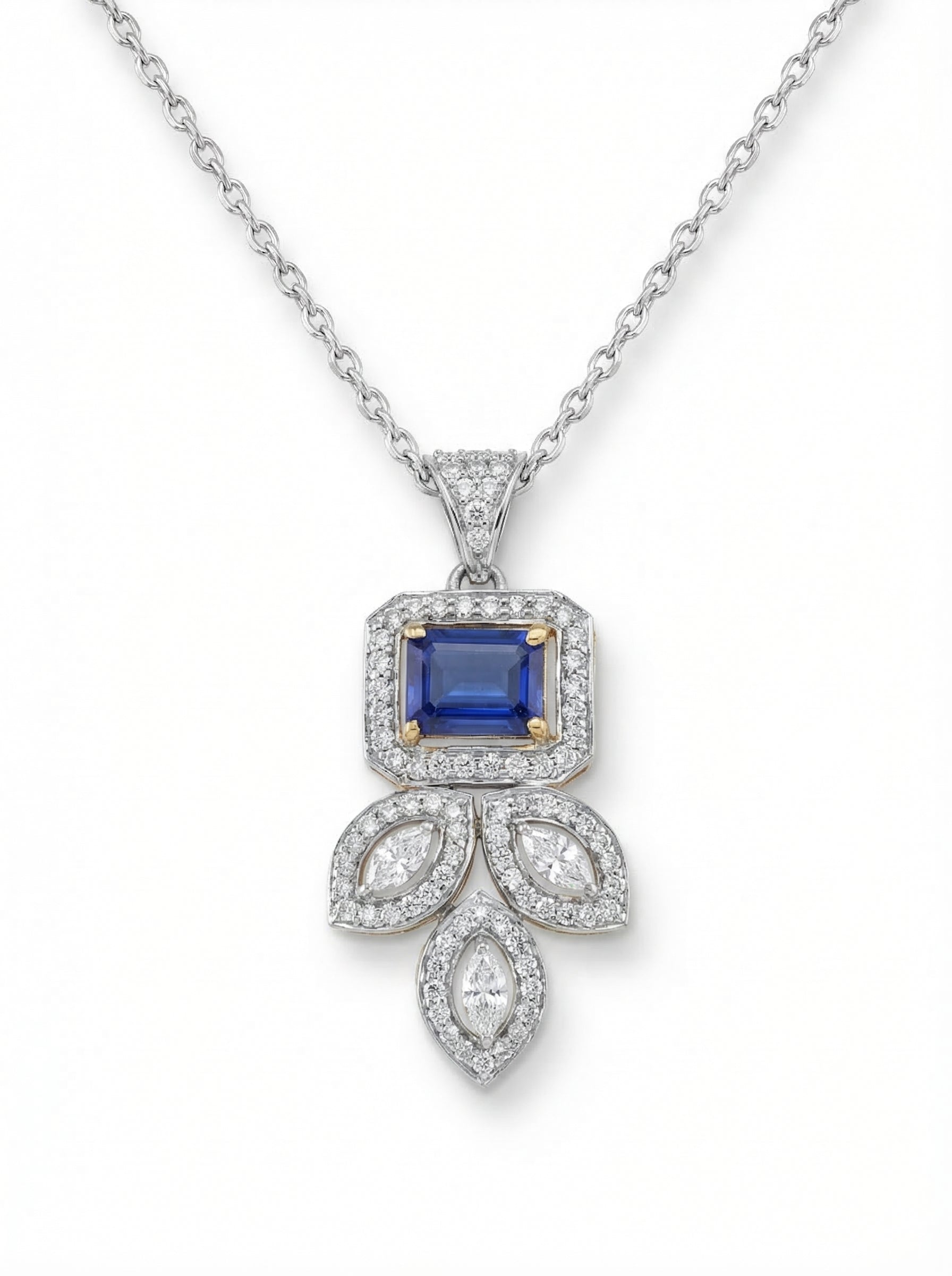 Sapphire Fleur Crystal Pendant