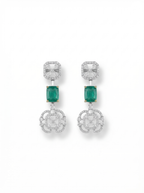 Green Stone Floral Medallion Drop Earrings