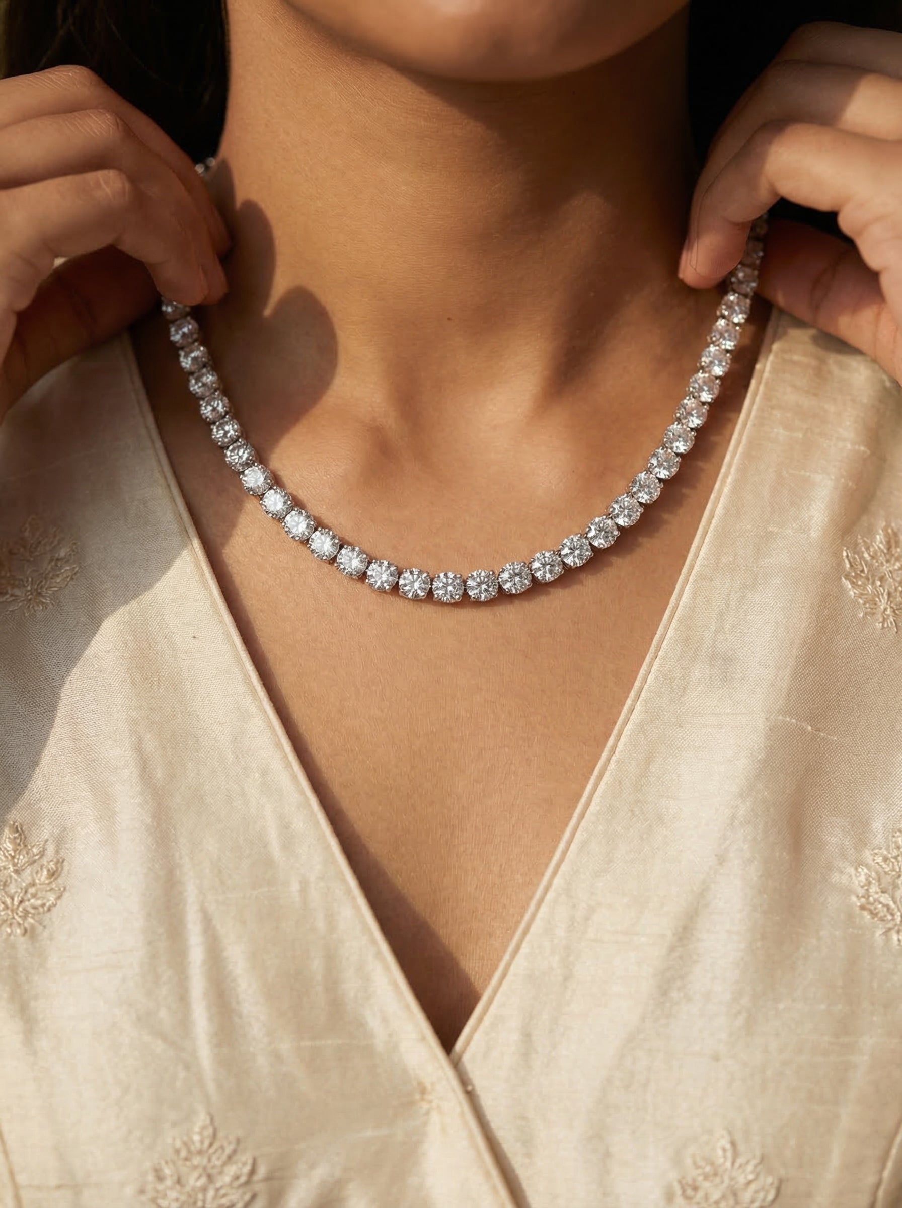 Classic Silver Single line Necklace