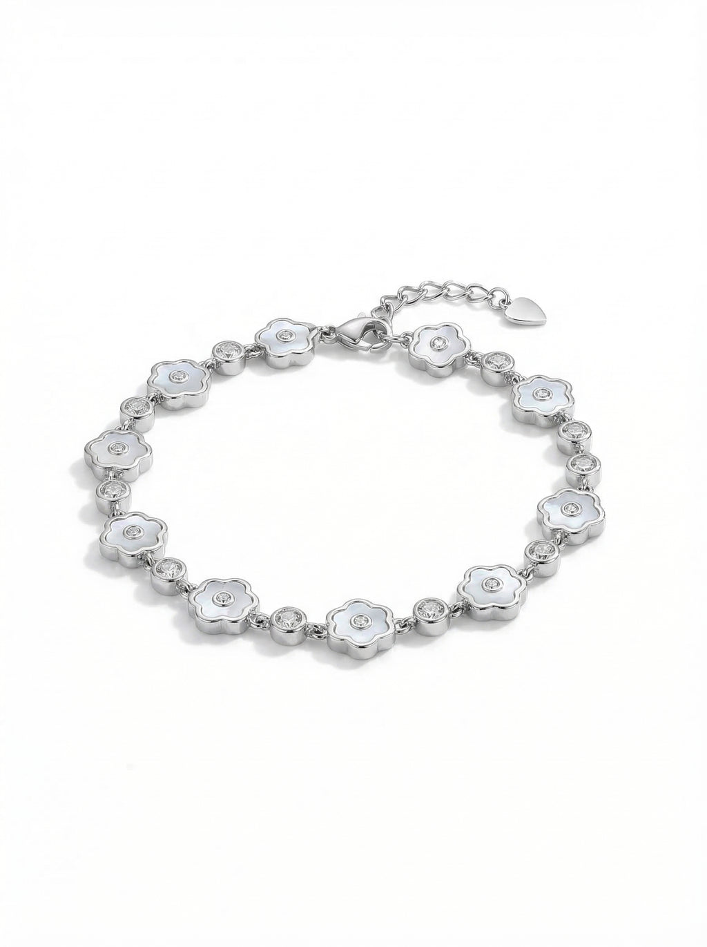 Mother-of-Pearl Flower Chain Bracelet