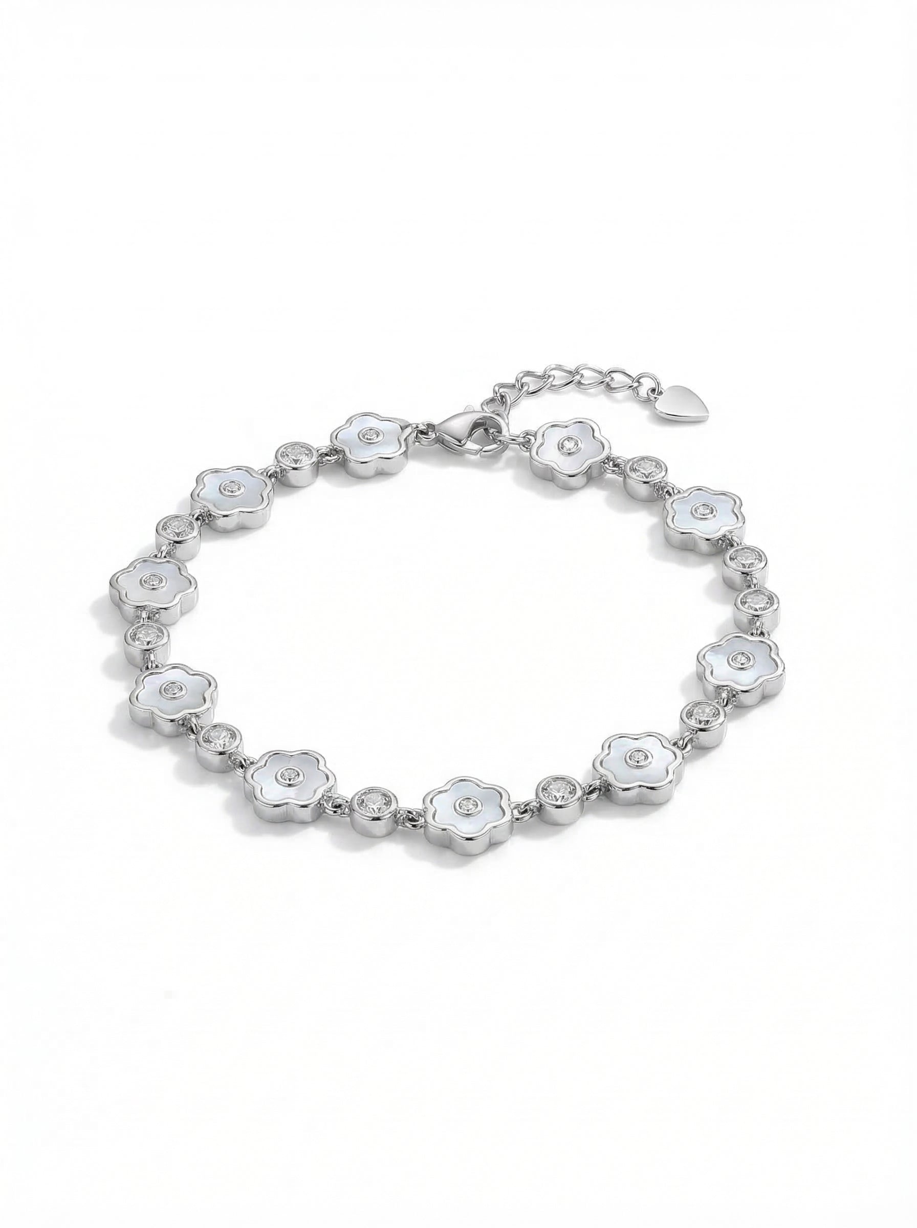 Mother-of-Pearl Flower Chain Bracelet