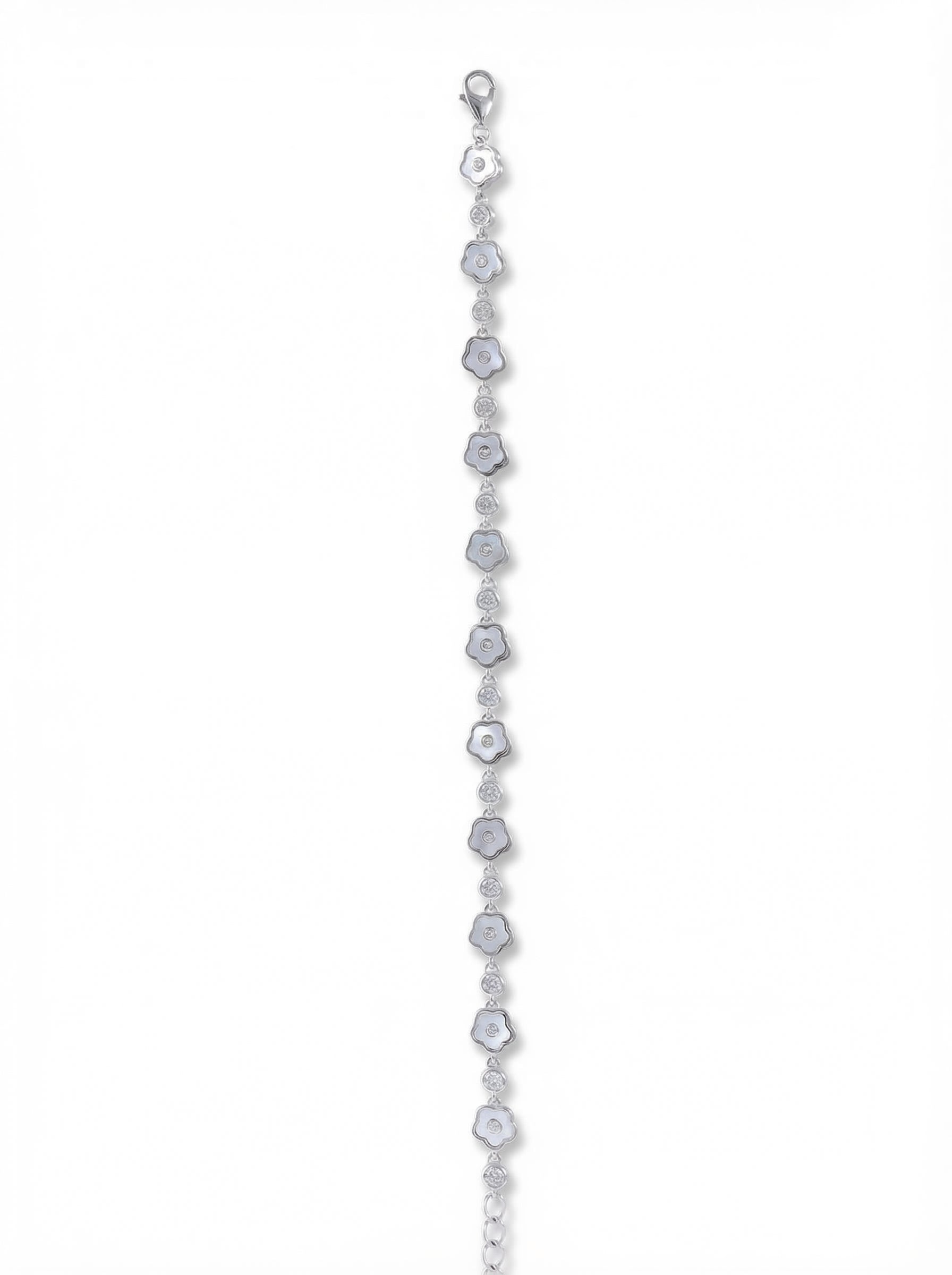Mother-of-Pearl Flower Chain Bracelet