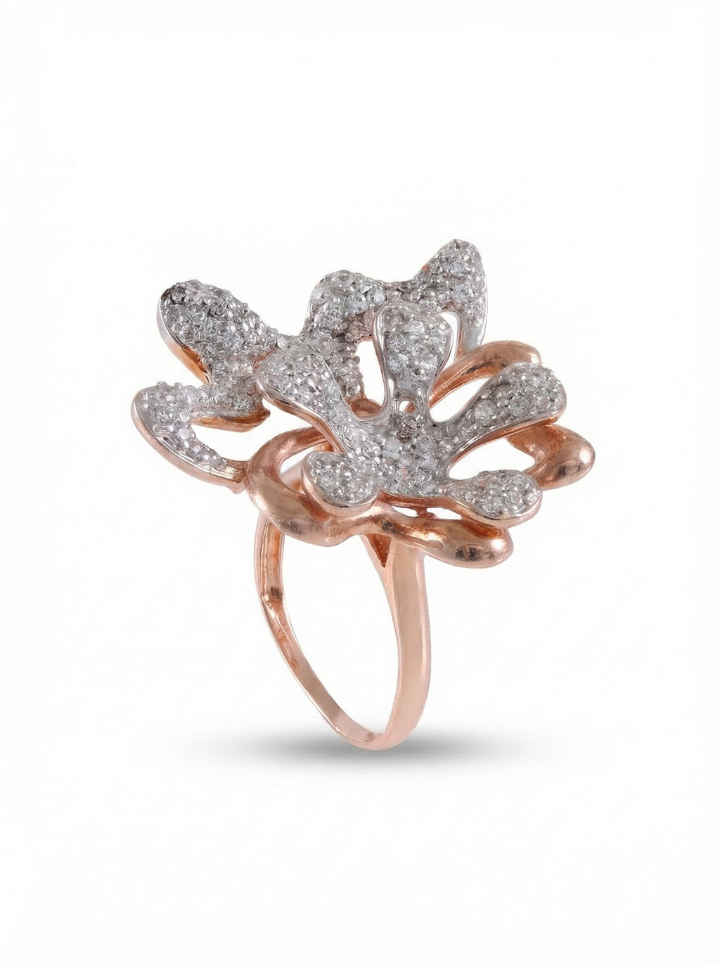 Openwork Floral Pavé Cocktail Ring