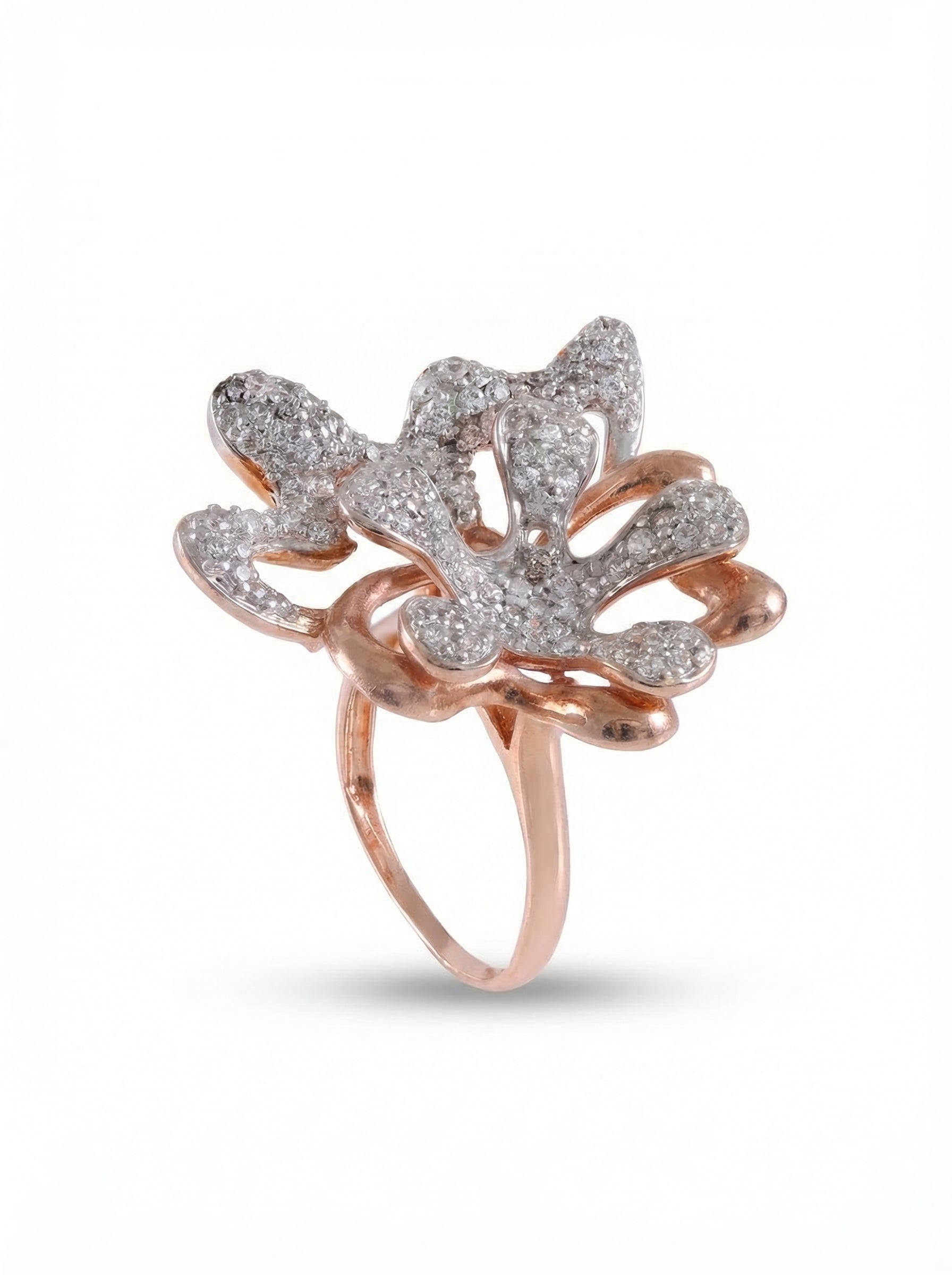 Openwork Floral Pavé Cocktail Ring