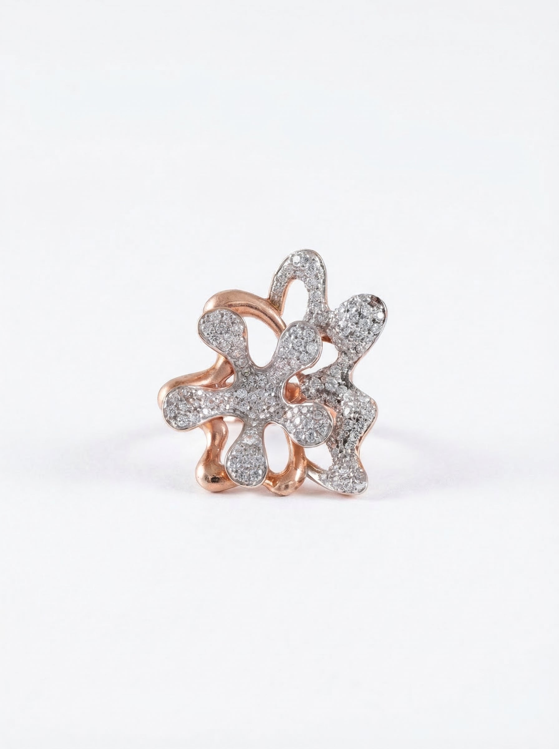Openwork Floral Pavé Cocktail Ring