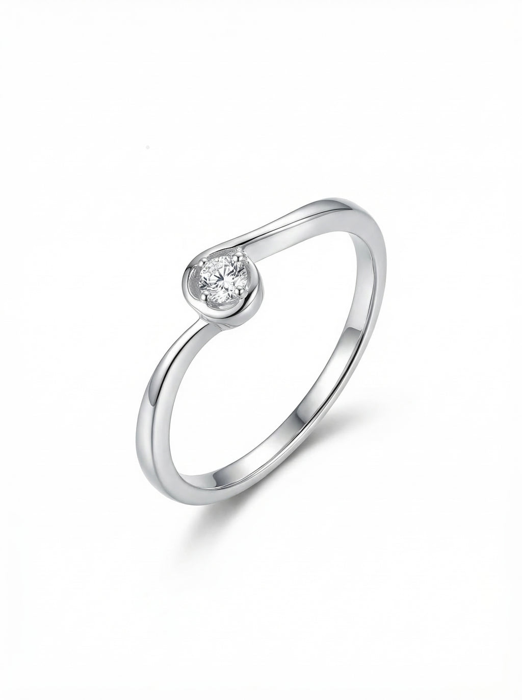 Bezel Solitaire Swirl Ring