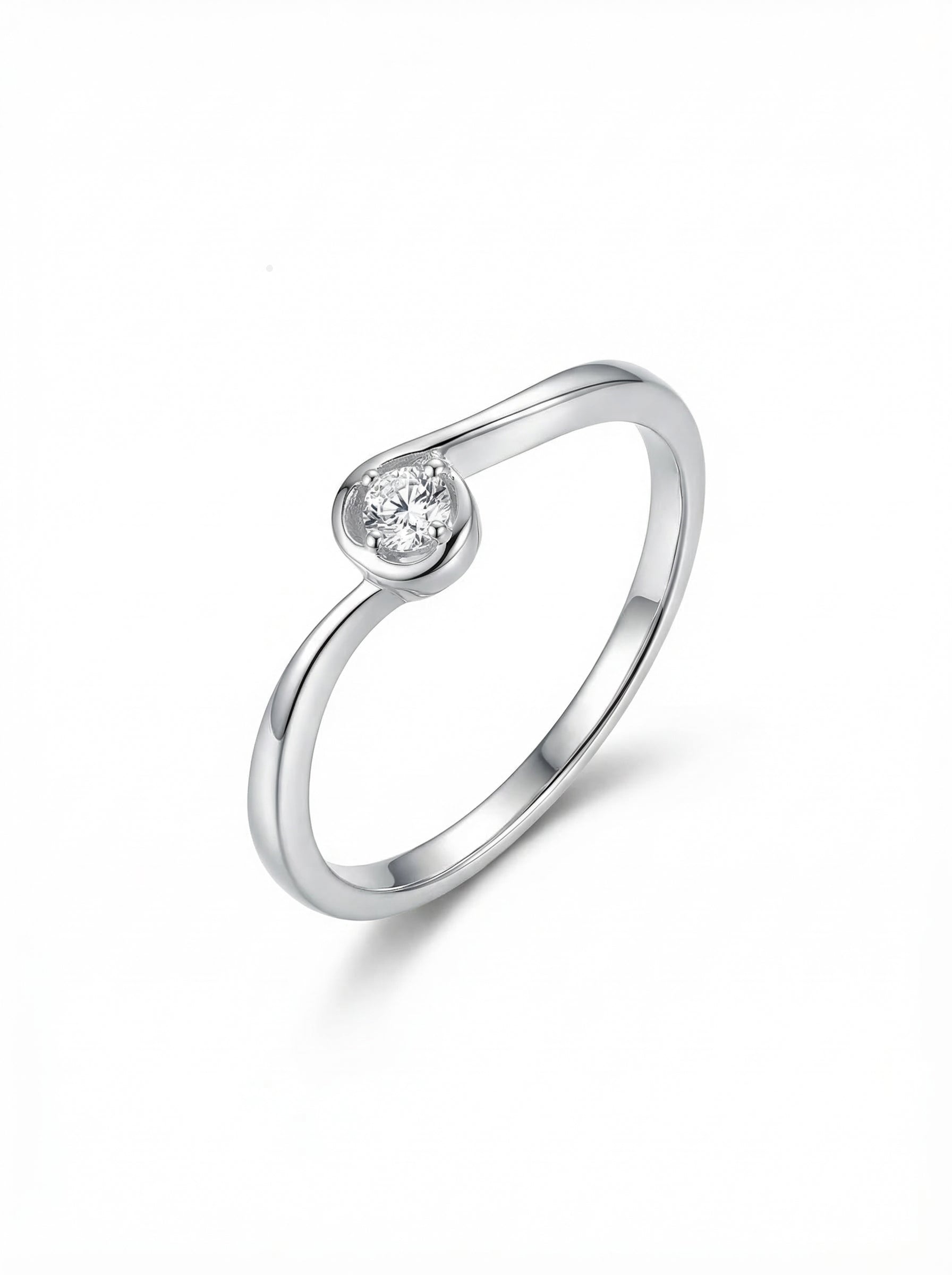 Bezel Solitaire Swirl Ring