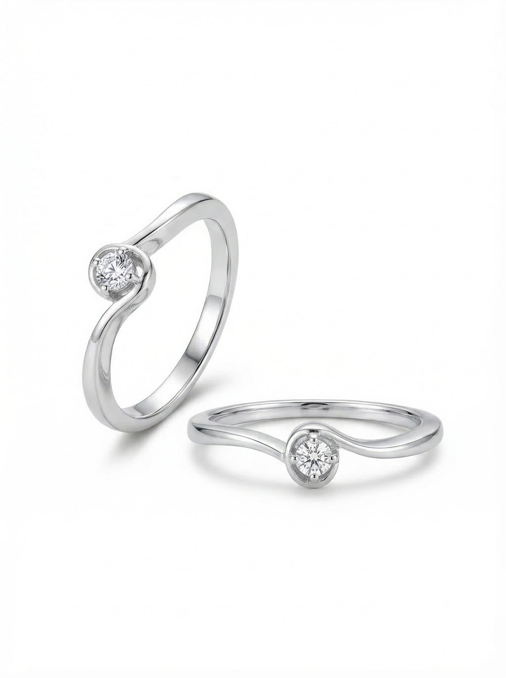 Bezel Solitaire Swirl Ring