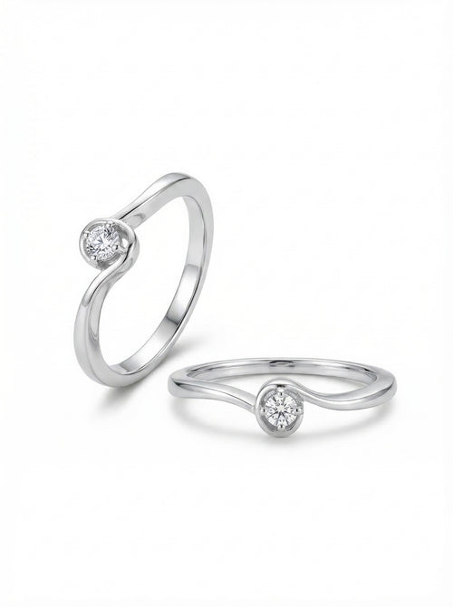 Bezel Solitaire Swirl Ring