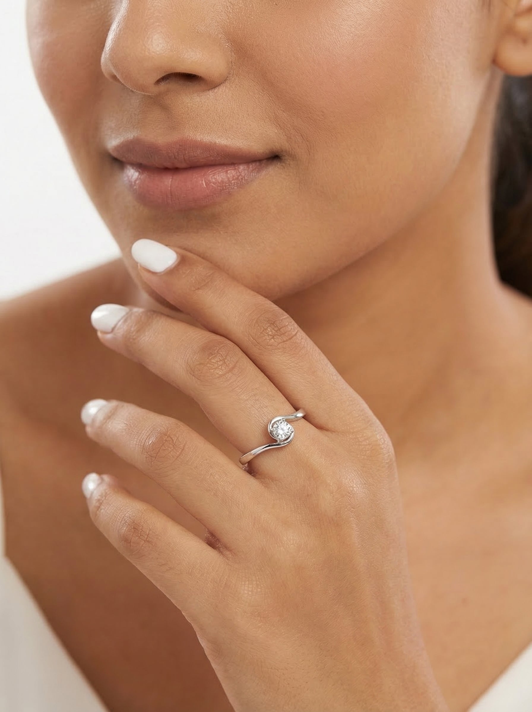Bezel Solitaire Swirl Ring