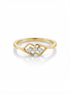 Moissanite Rhombus Trio Ring